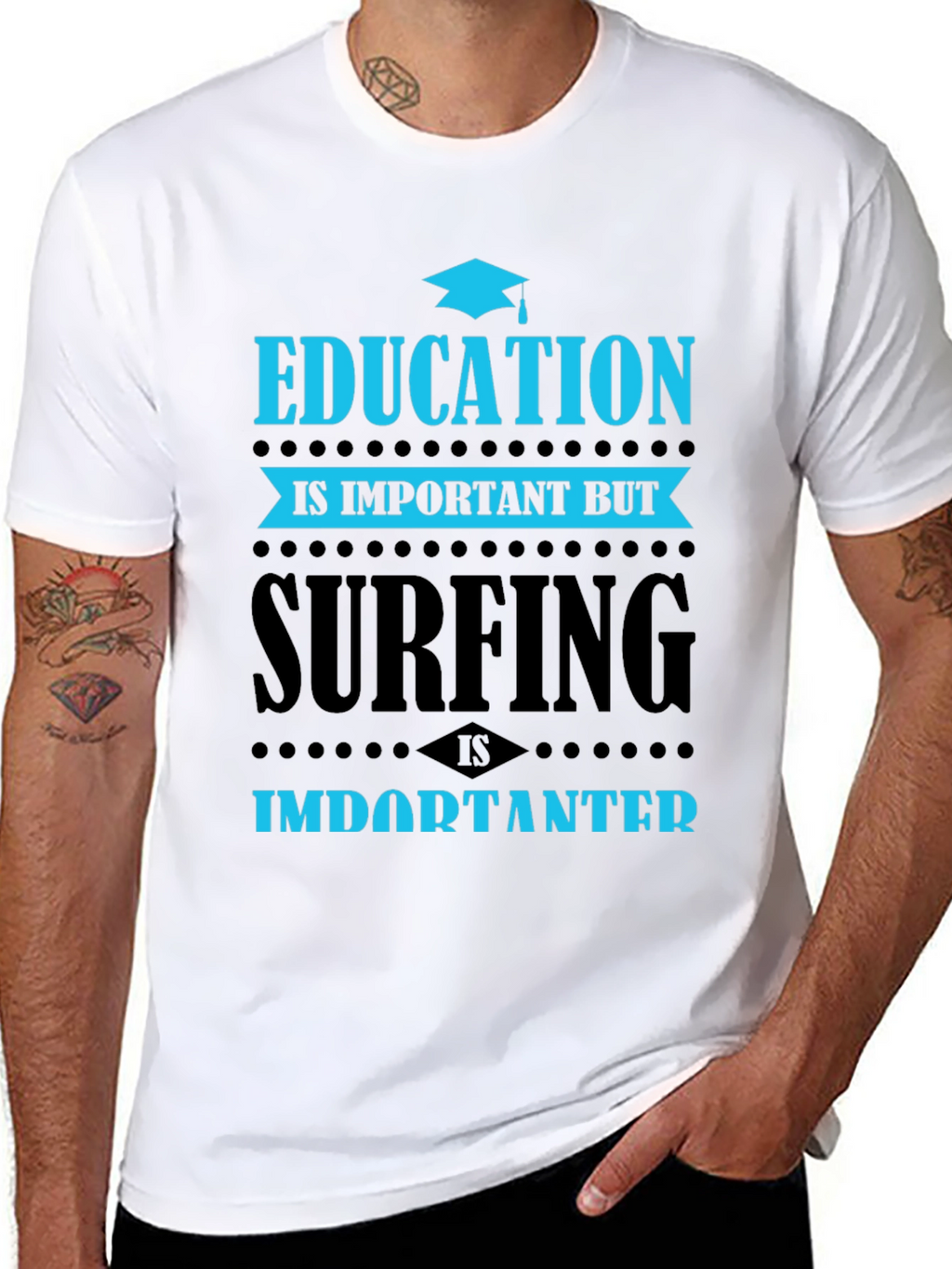 Education vs Surfing Graphic T-Shirt