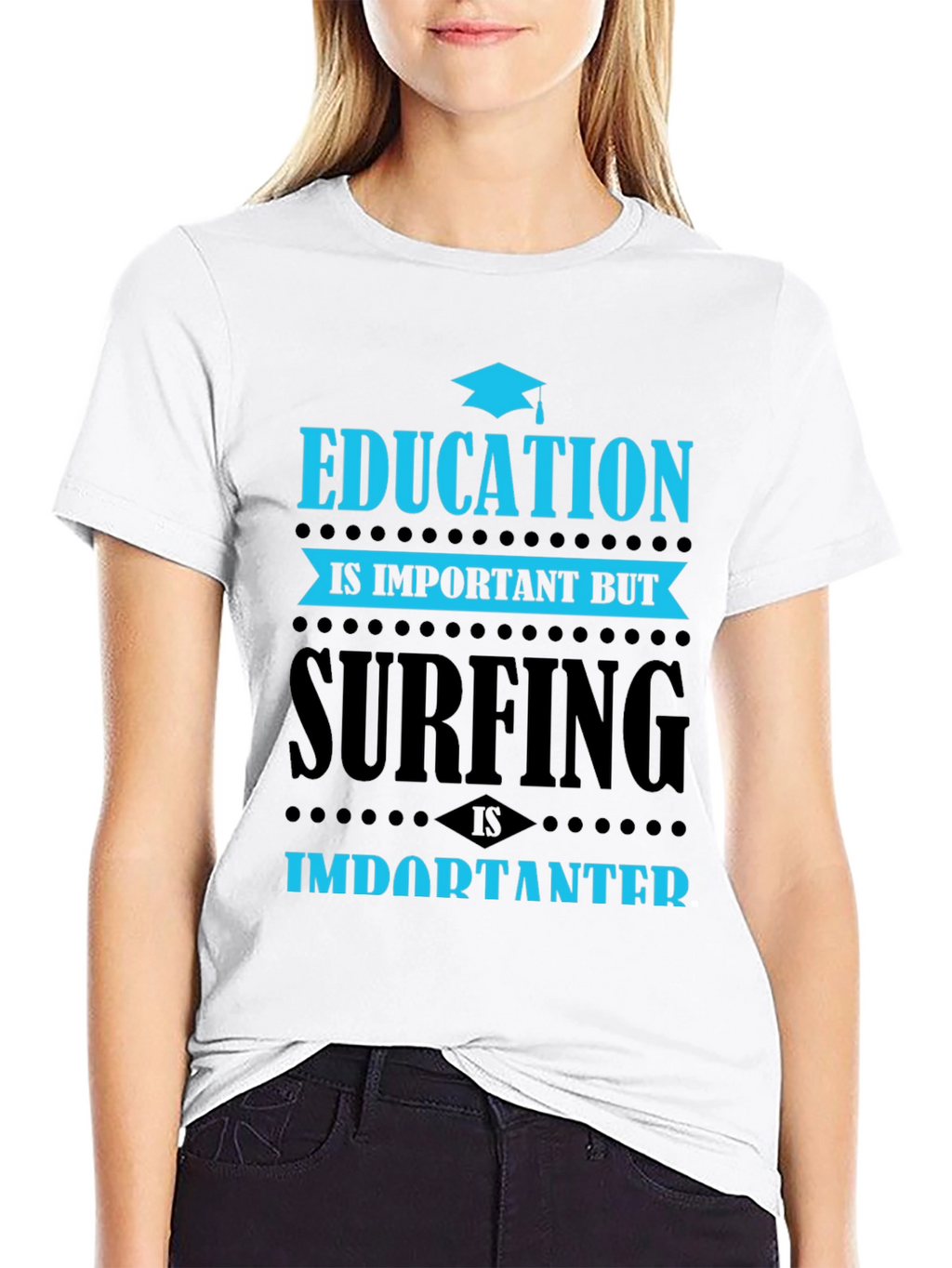 Education vs Surfing Graphic T-Shirt