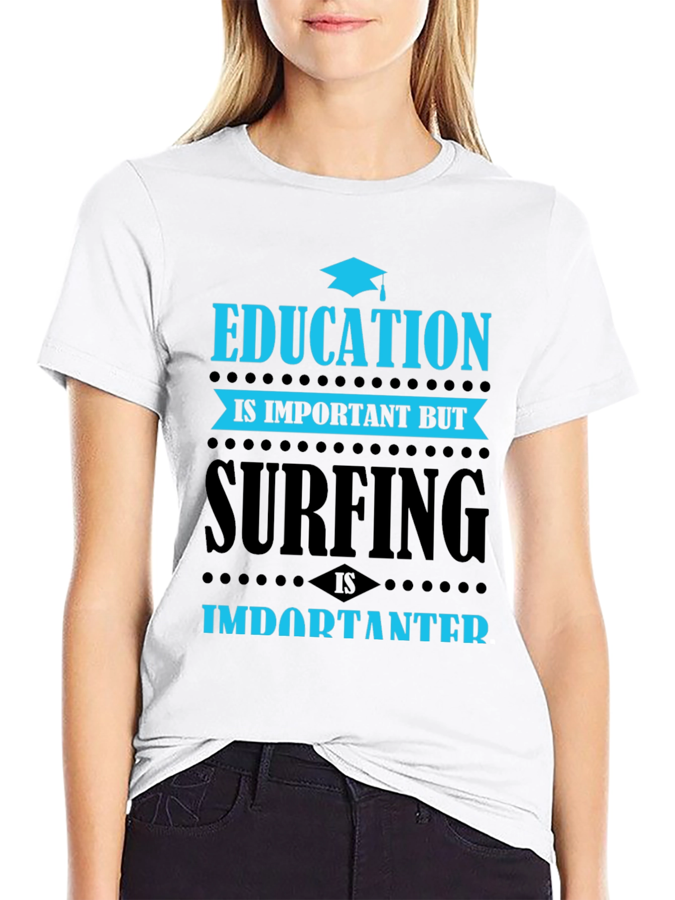 Education vs Surfing Graphic T-Shirt
