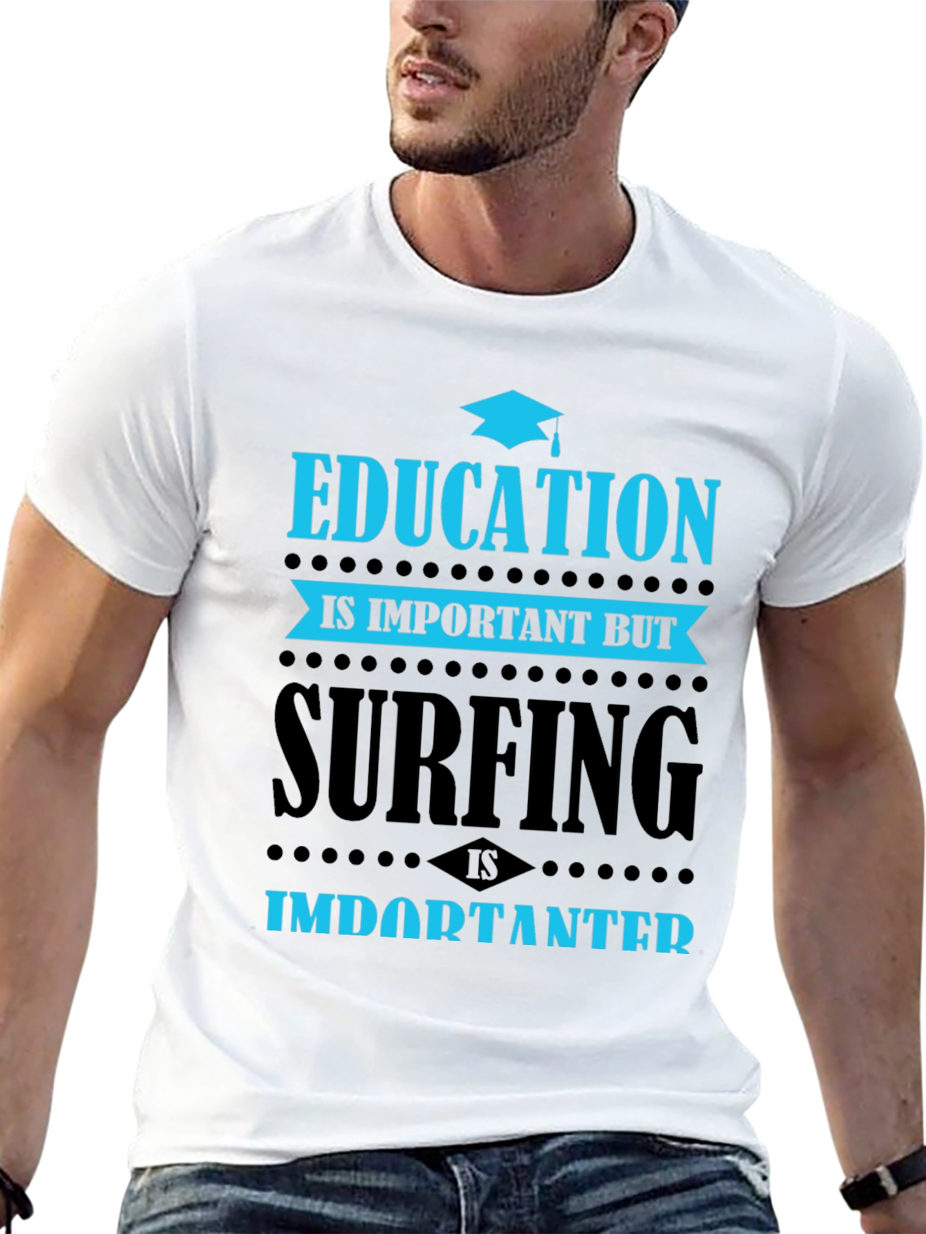 Education vs Surfing Graphic T-Shirt
