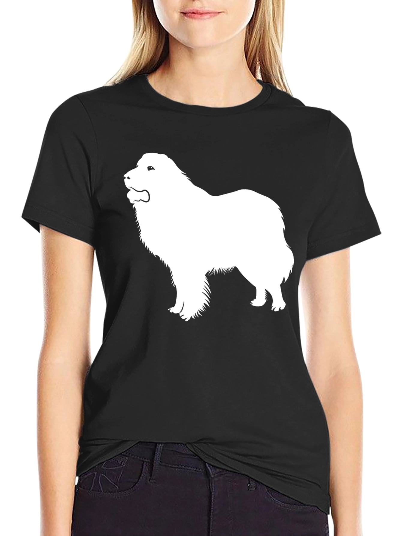 Great Pyrenees Dog Silhouette Black T-Shirt
