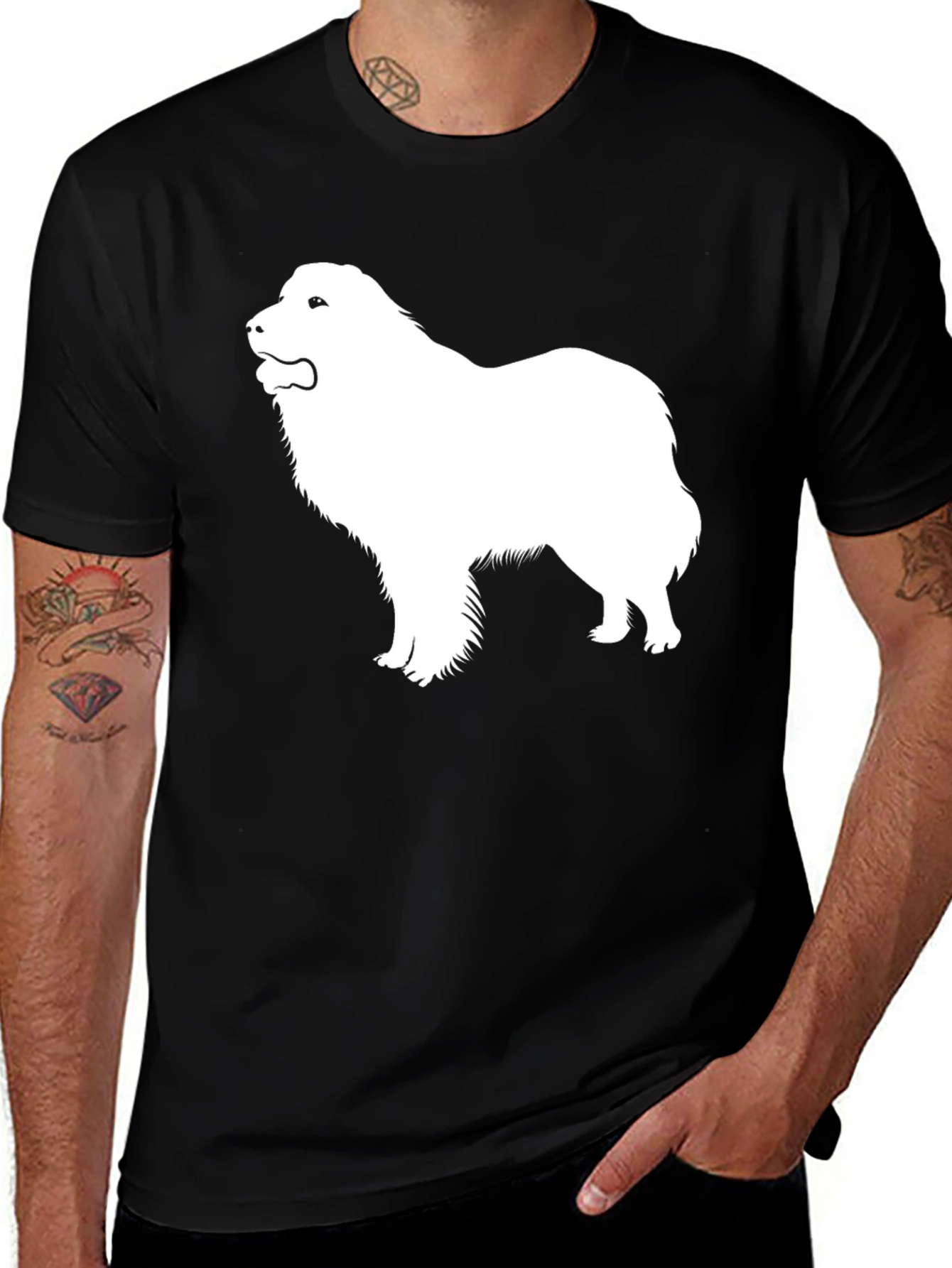 Great Pyrenees Dog Silhouette Black T-Shirt