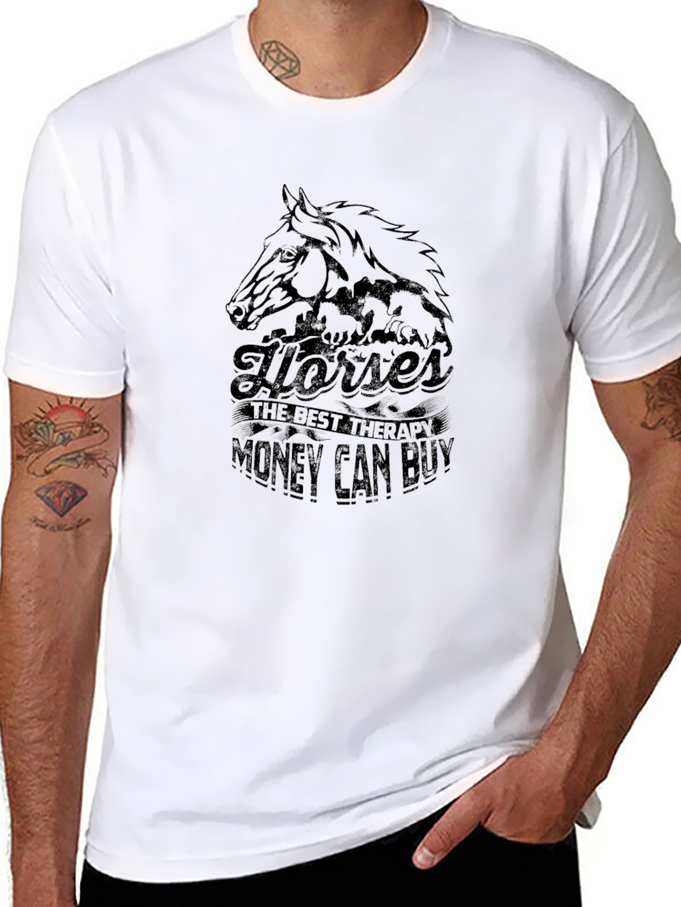 Horses Best Therapy Mens Graphic T-Shirt