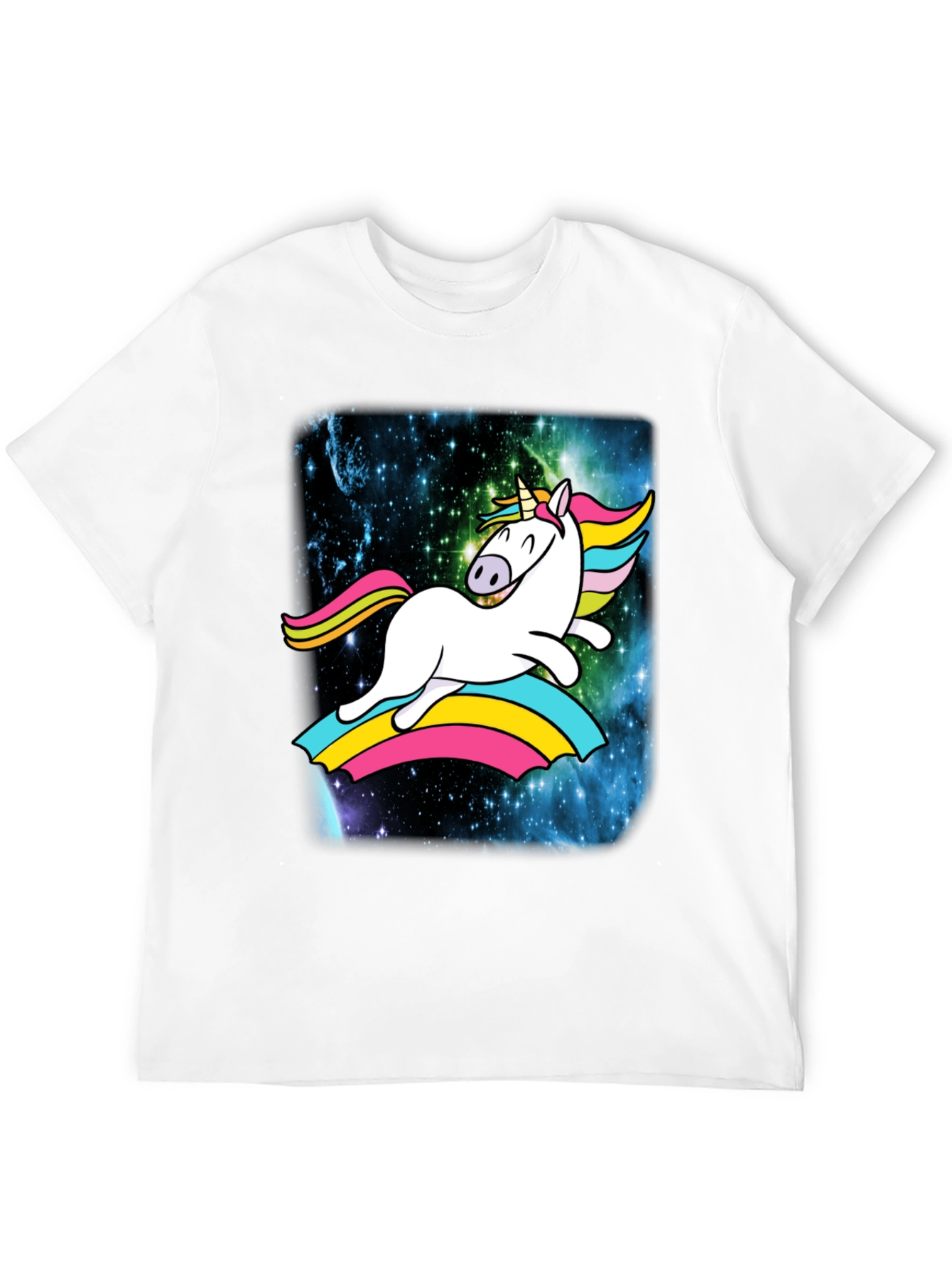 Unicorn Rainbow Galaxy Mens Black T-Shirt
