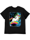 Unicorn Rainbow Galaxy Mens Black T-Shirt