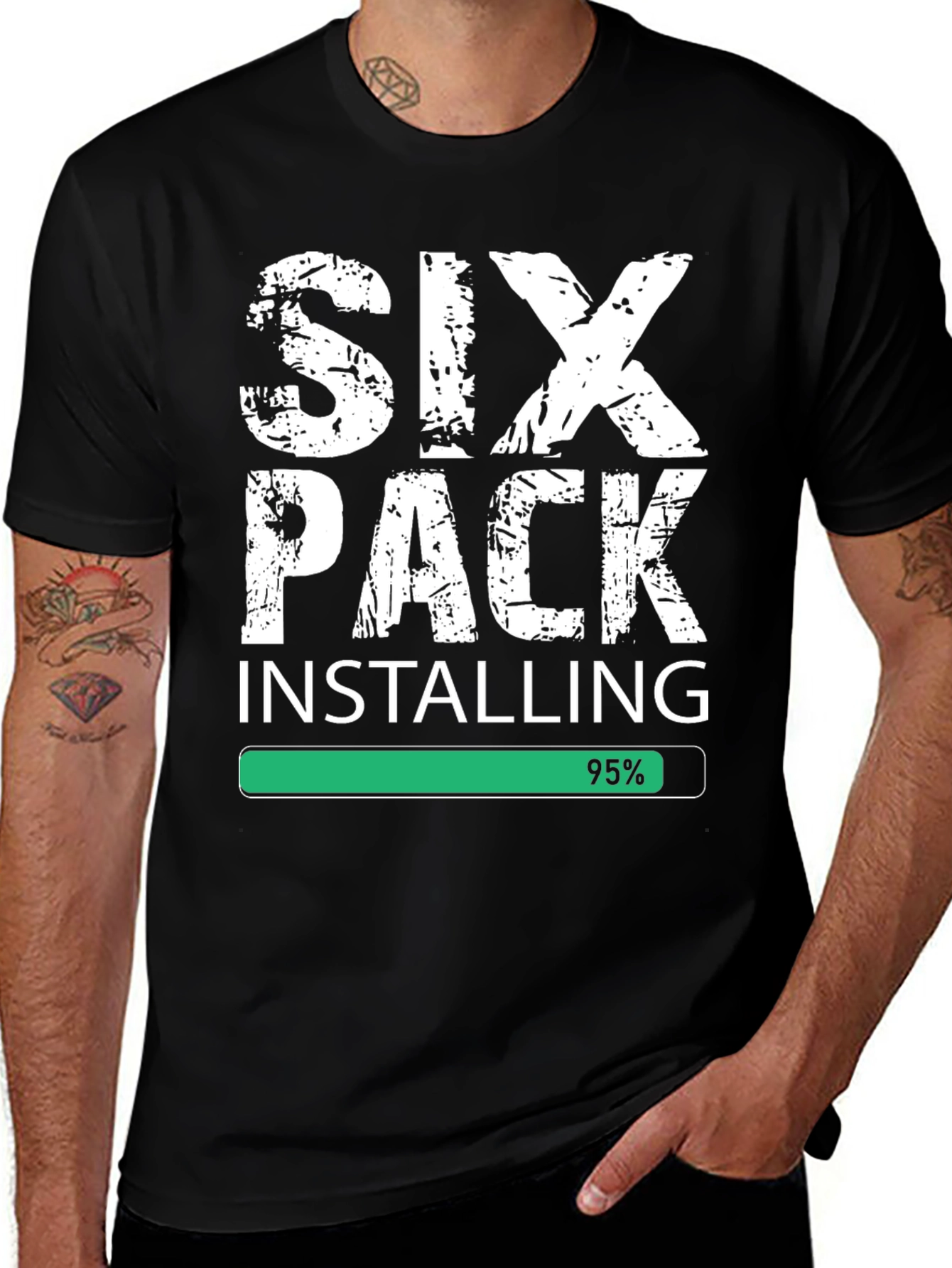 Six Pack Installing Funny Gym T-Shirt