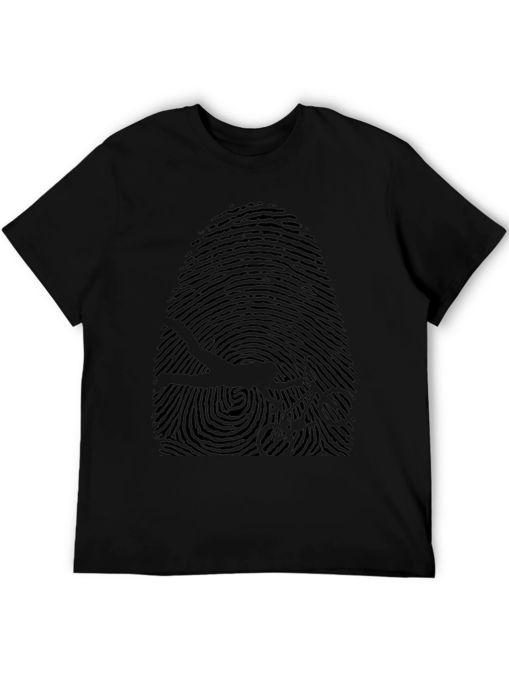 Unique Fingerprint Bicycle Graphic Tee - Black