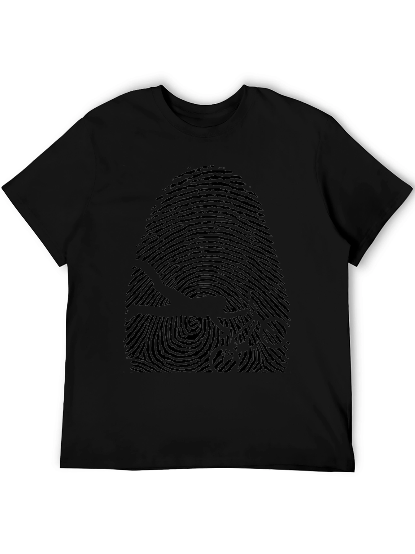 Unique Fingerprint Bicycle Graphic Tee - Black