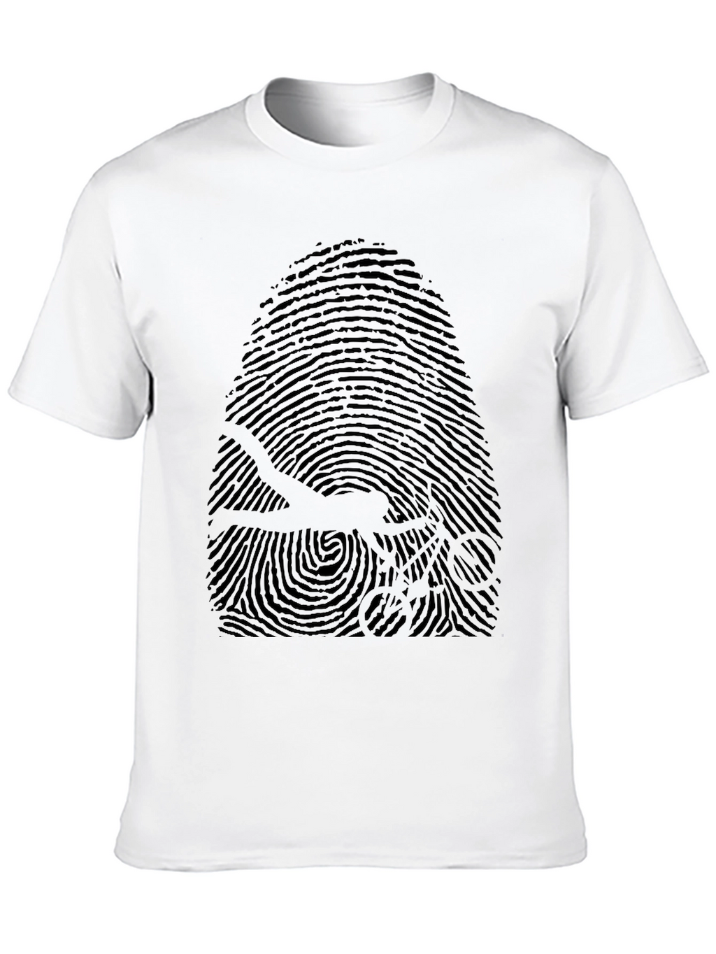 Unique Fingerprint Bicycle Graphic Tee - Black