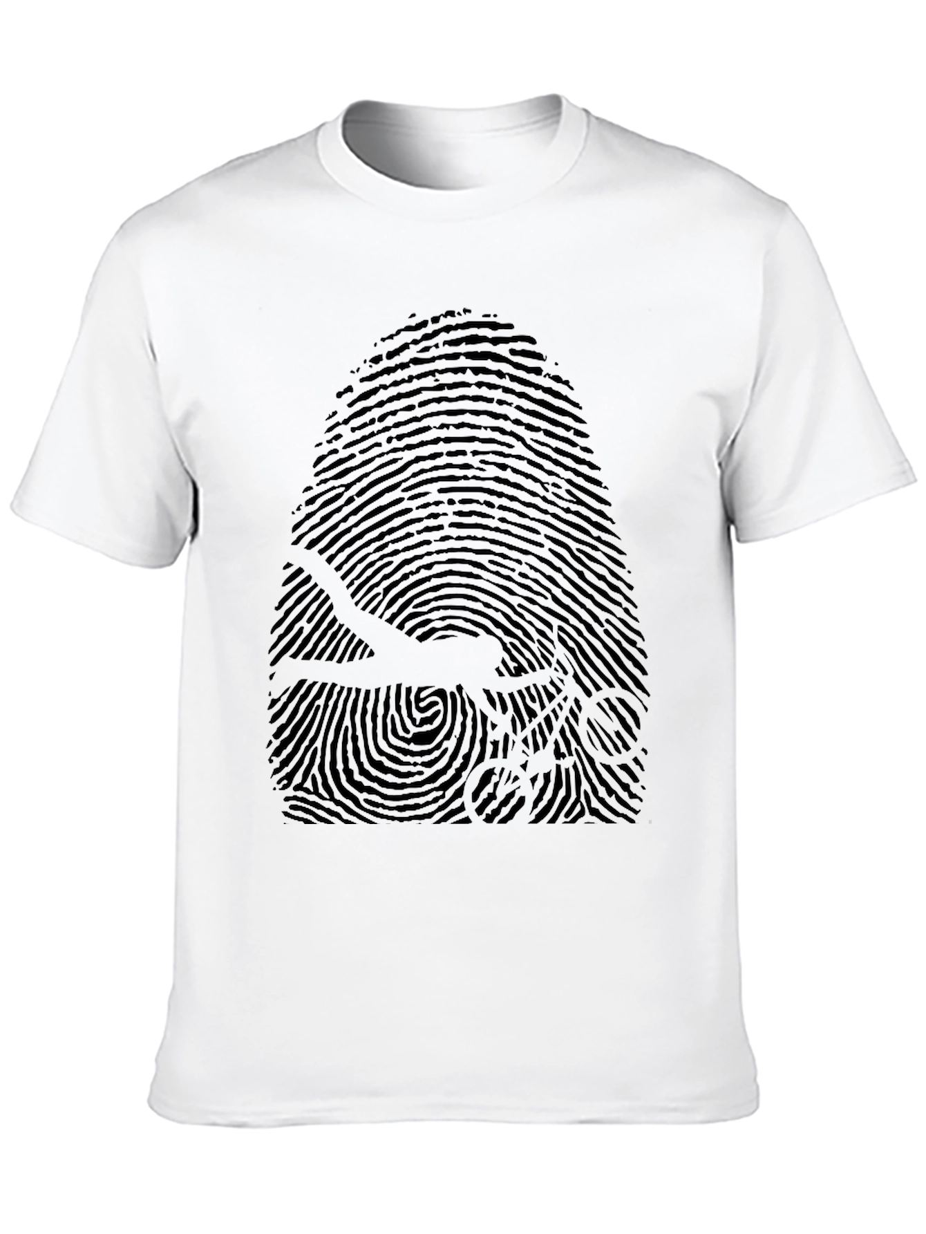 Unique Fingerprint Bicycle Graphic Tee - Black