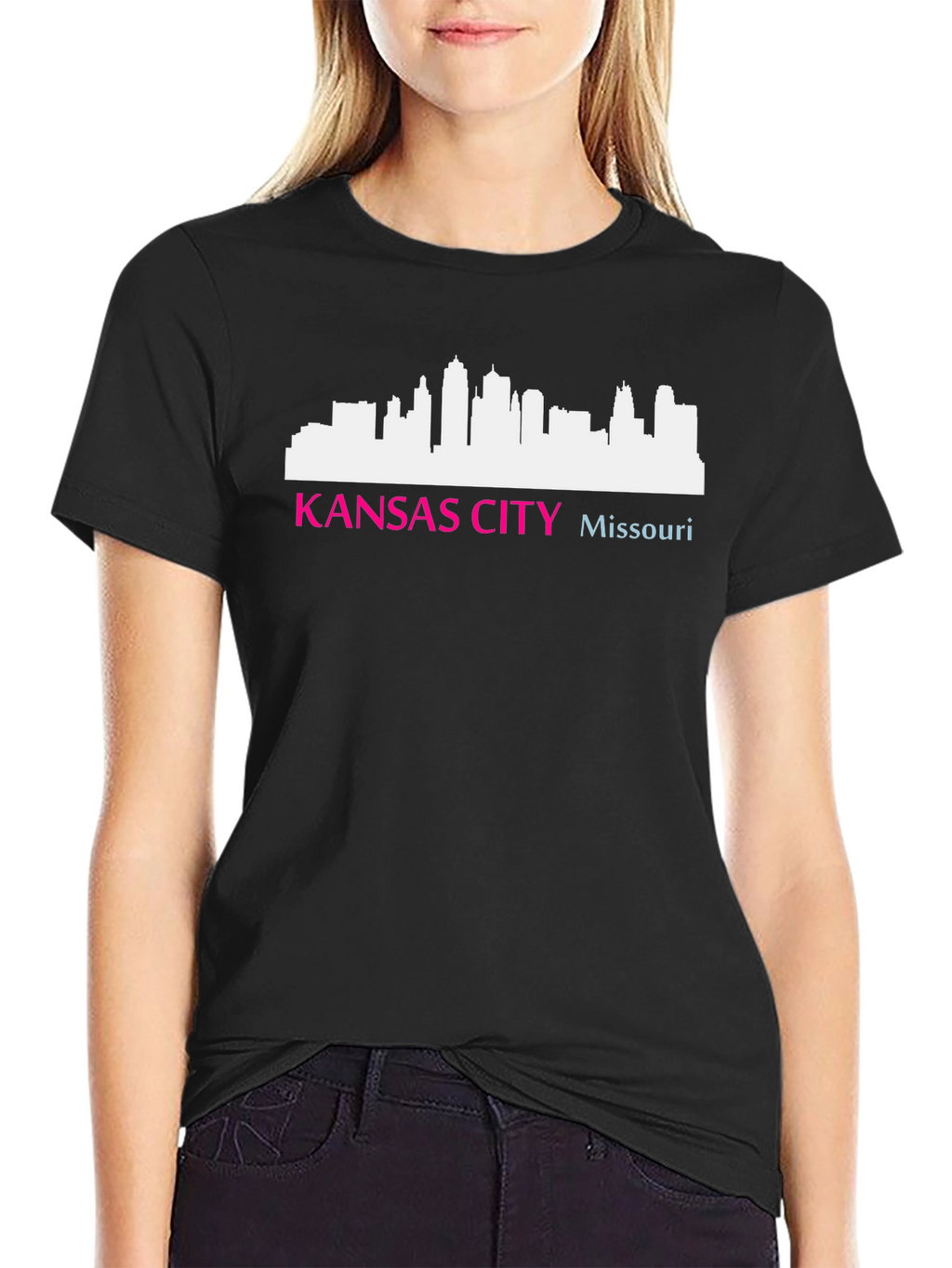 Kansas City Missouri Skyline Graphic Tee - Black