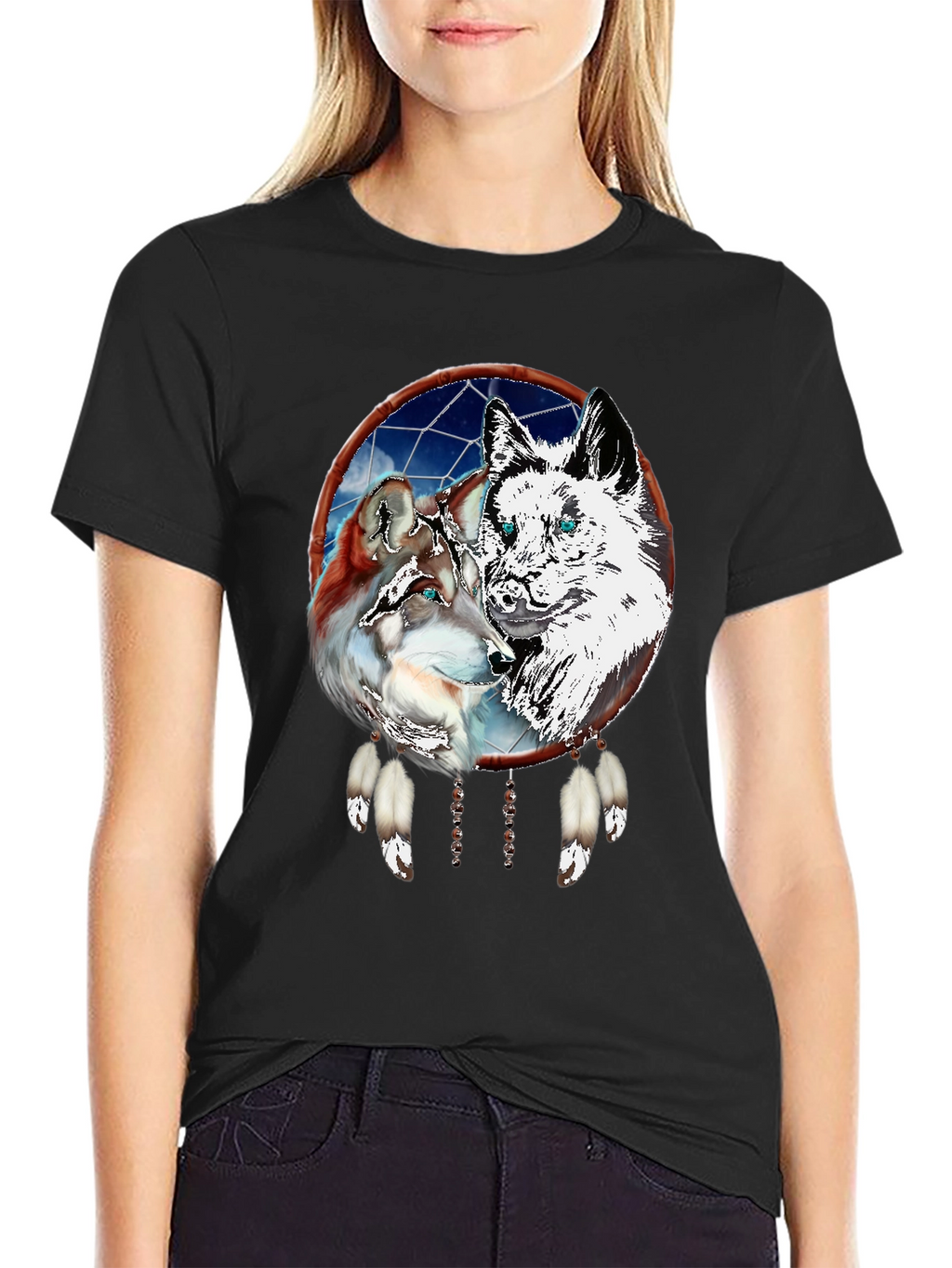 Wolf Dream Catcher Graphic Tee