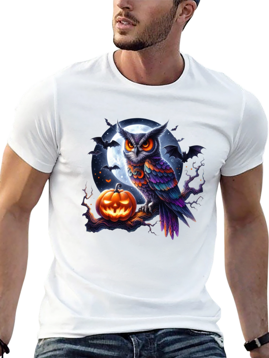 Halloween Owl & Pumpkin Graphic Tee