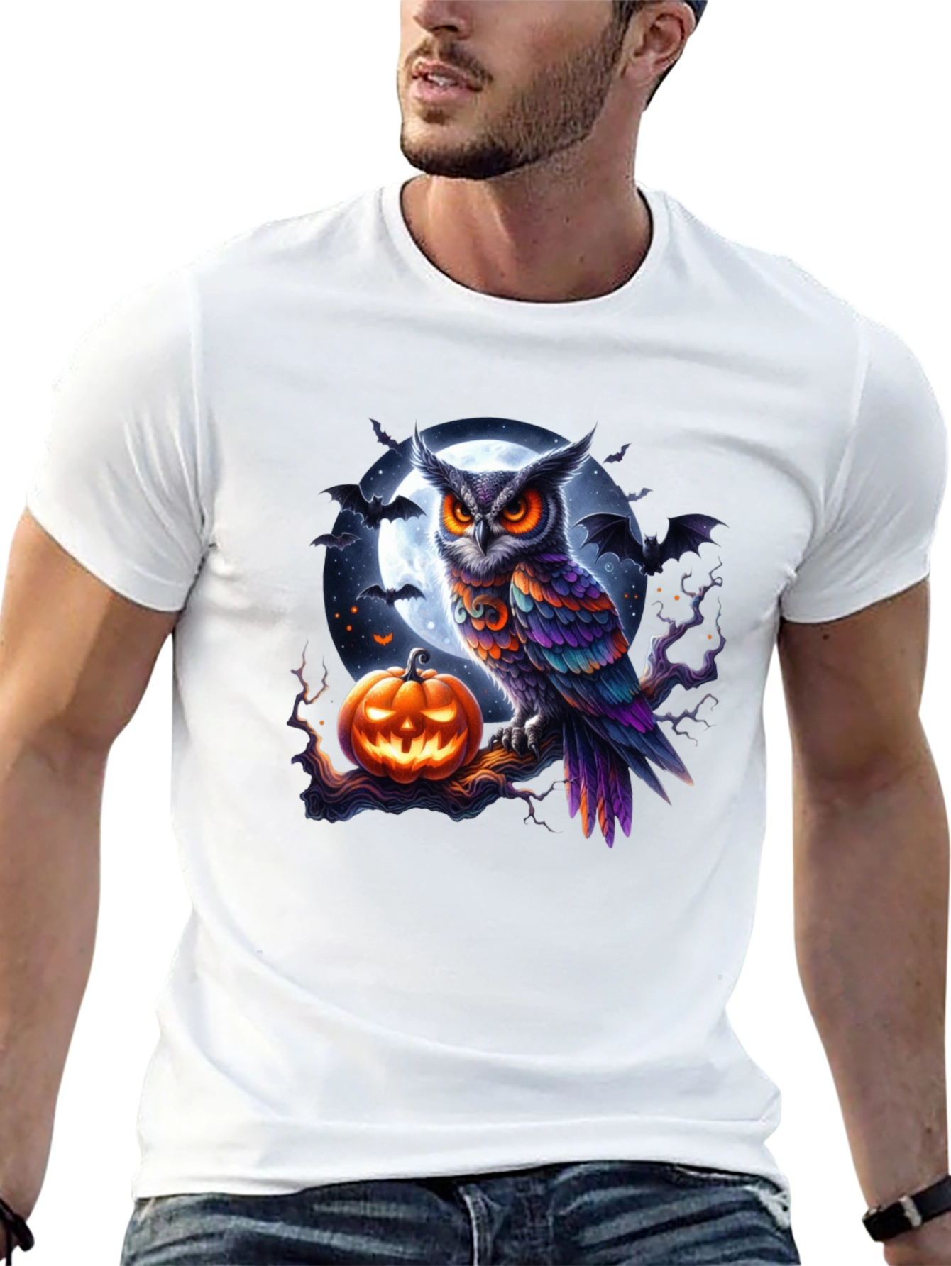 Halloween Owl & Pumpkin Graphic Tee