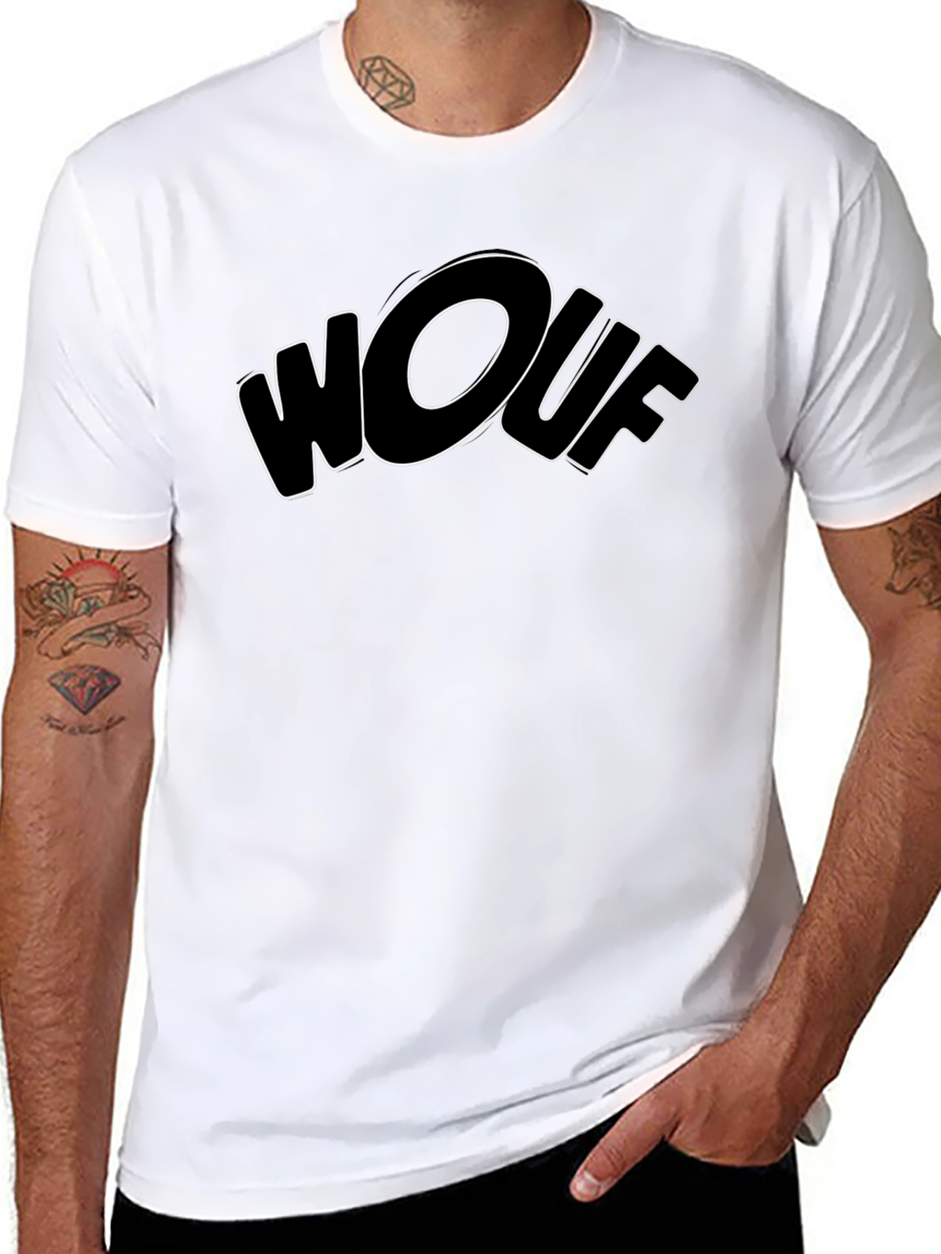 Wouf Graphic Tee - Trendy Black T-Shirt