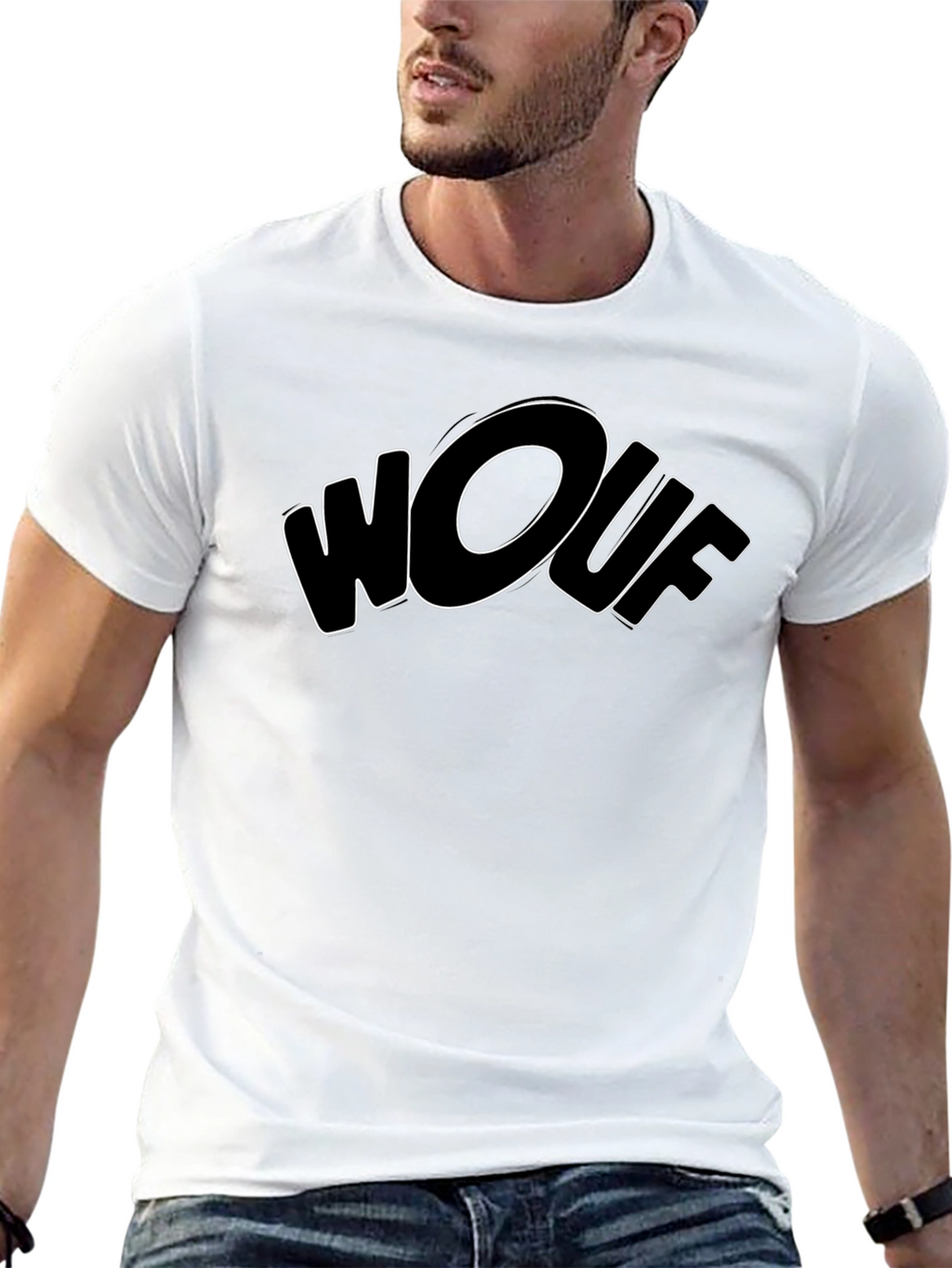 Wouf Graphic Tee - Trendy Black T-Shirt