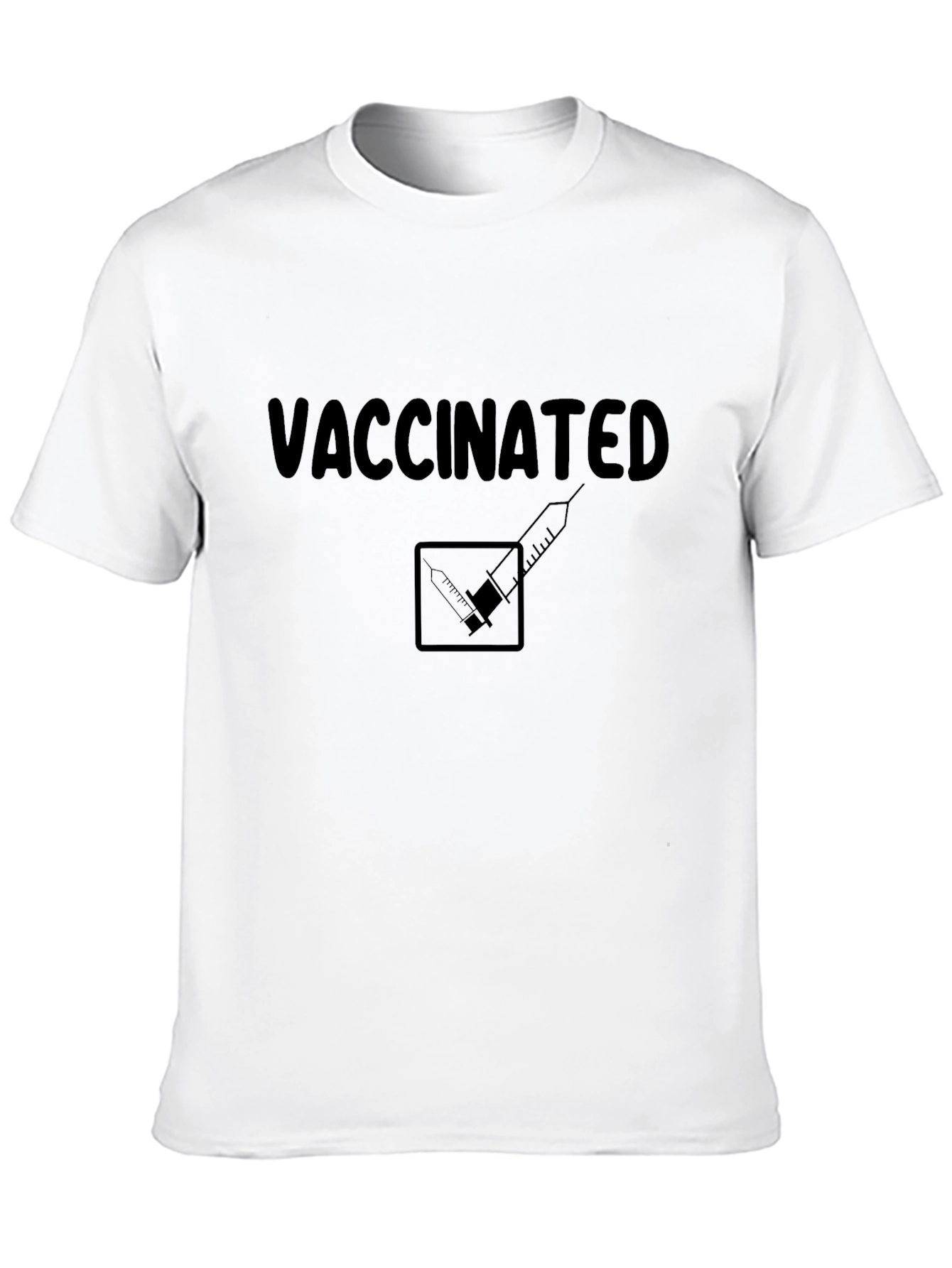 Vaccinated T-Shirt Black Cotton Casual Wear