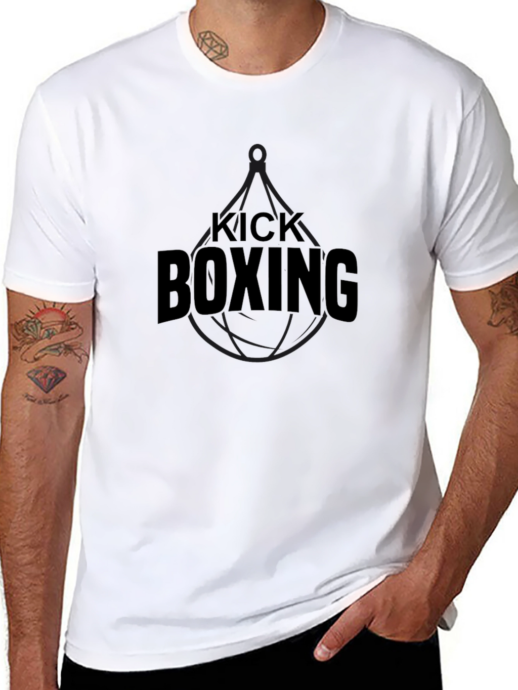 Kick Boxing Black Graphic Tee - Athletic Training Shirt
