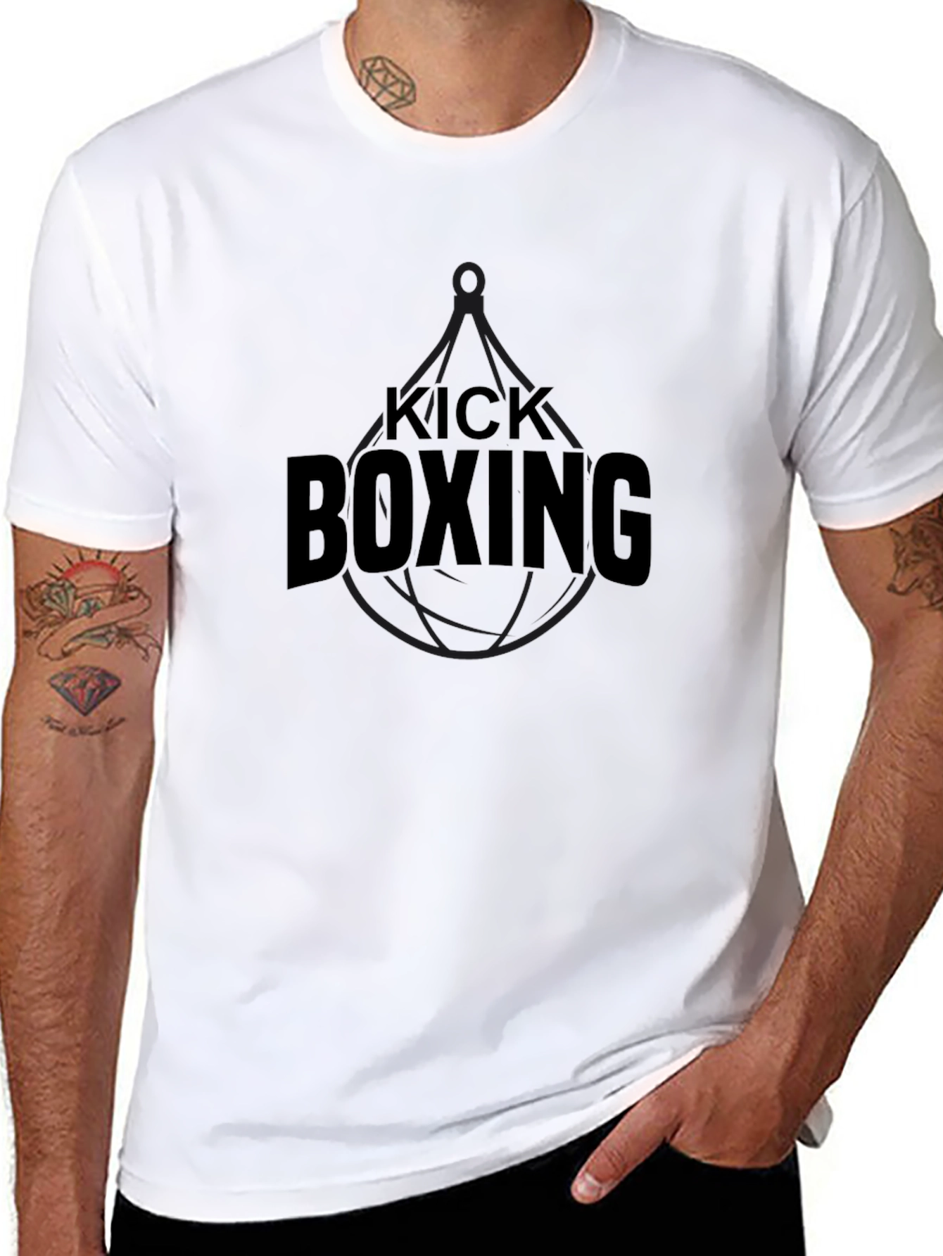 Kick Boxing Black Graphic Tee - Athletic Training Shirt