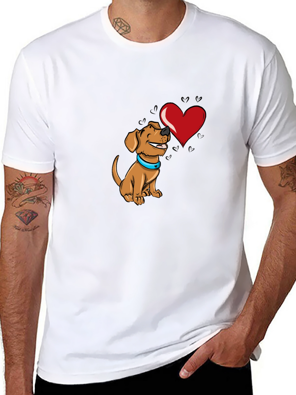 Dog with Heart Graphic Black T-Shirt