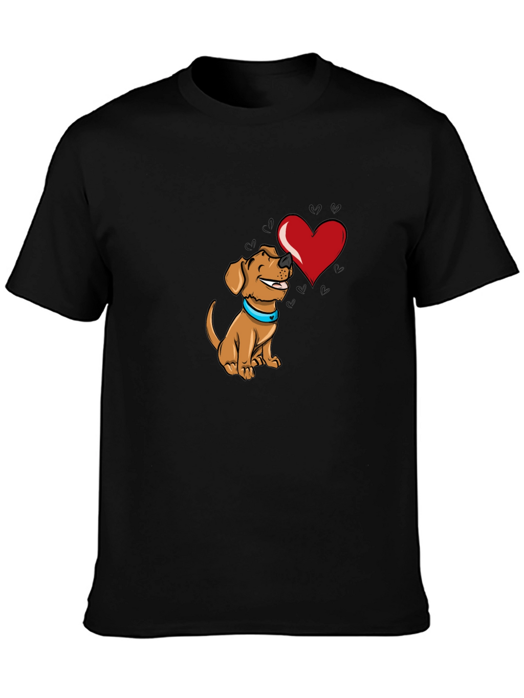 Dog with Heart Graphic Black T-Shirt