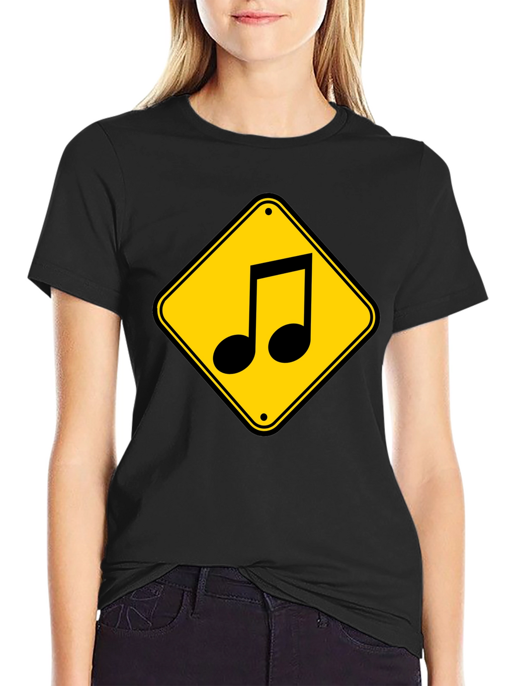 Music Note Road Sign Graphic T-Shirt