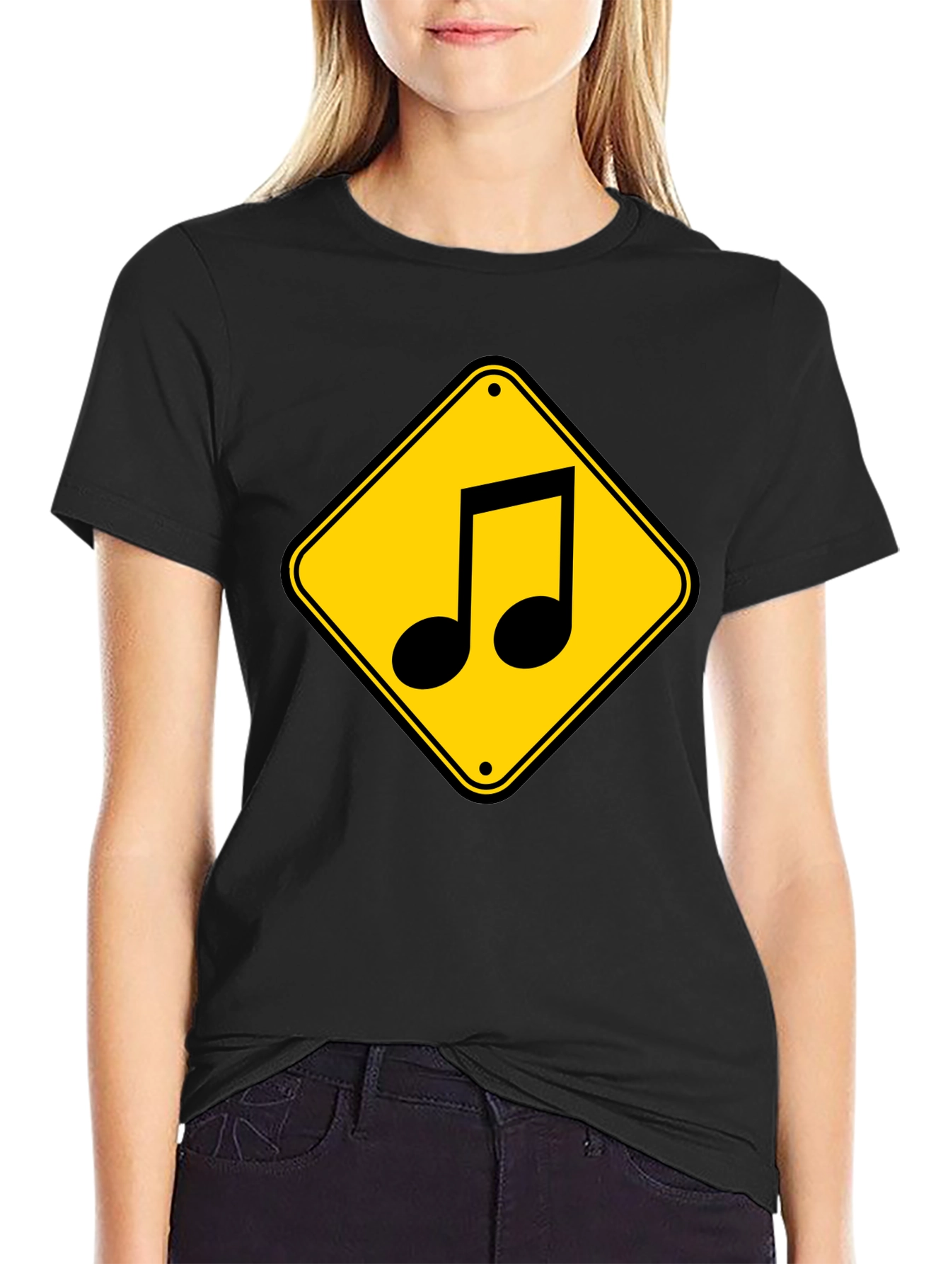 Music Note Road Sign Graphic T-Shirt