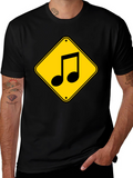 Music Note Road Sign Graphic T-Shirt