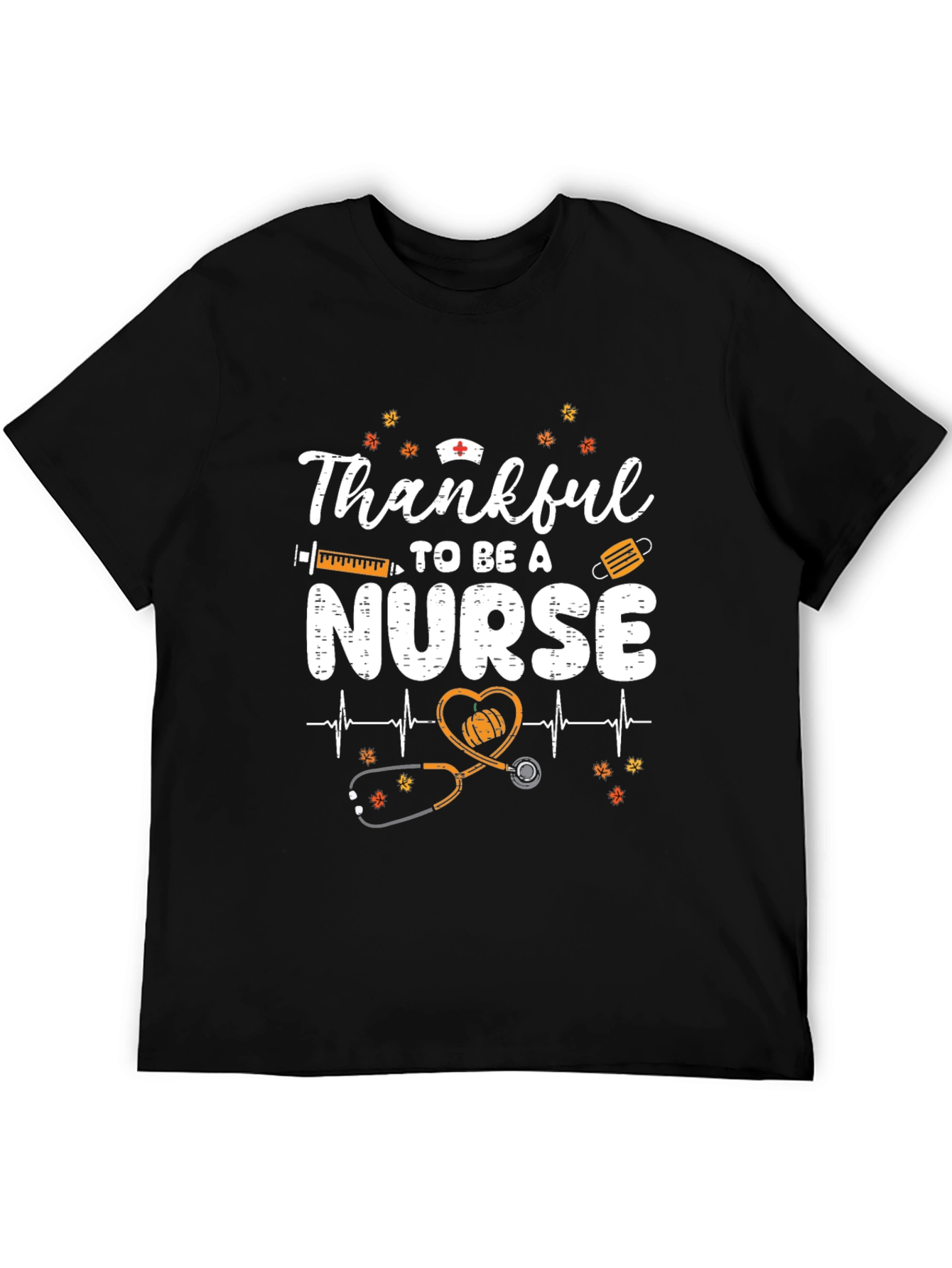 Thankful Nurse Graphic Tee - Fall Thanksgiving Apparel
