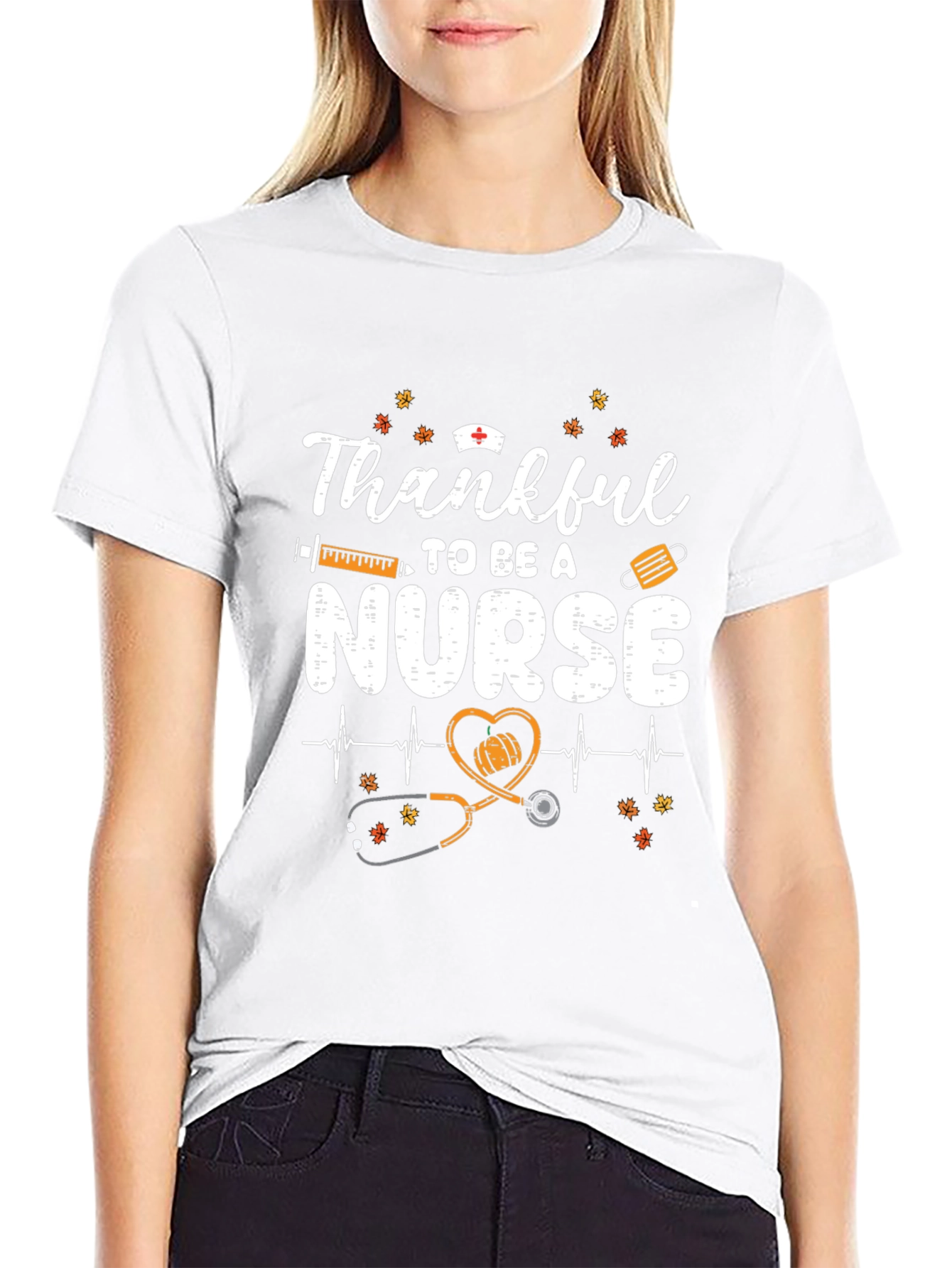 Thankful Nurse Graphic Tee - Fall Thanksgiving Apparel