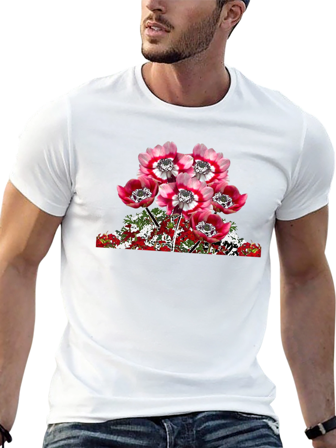 Floral Anemone Graphic T-Shirt - Black