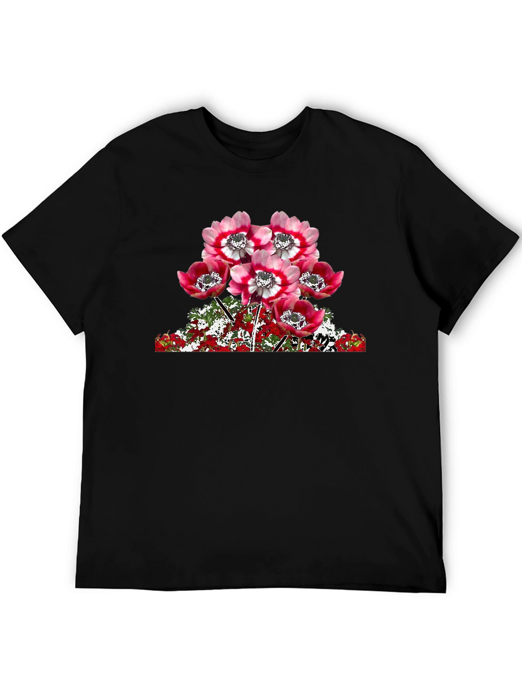 Floral Anemone Graphic T-Shirt - Black