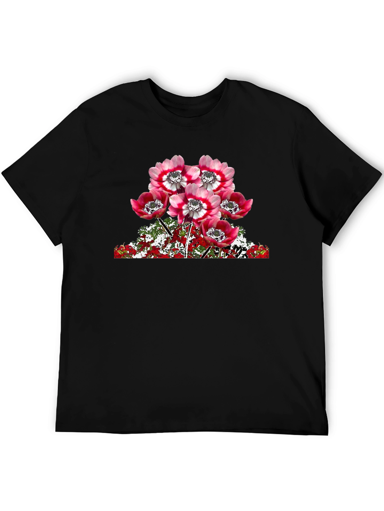 Floral Anemone Graphic T-Shirt - Black