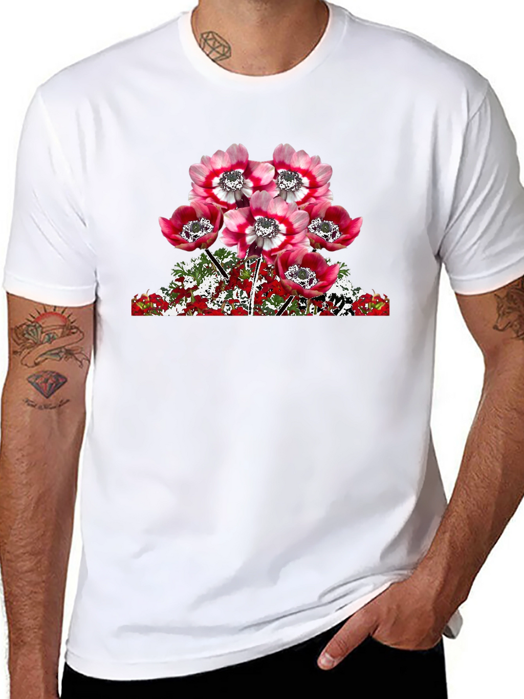 Floral Anemone Graphic T-Shirt - Black