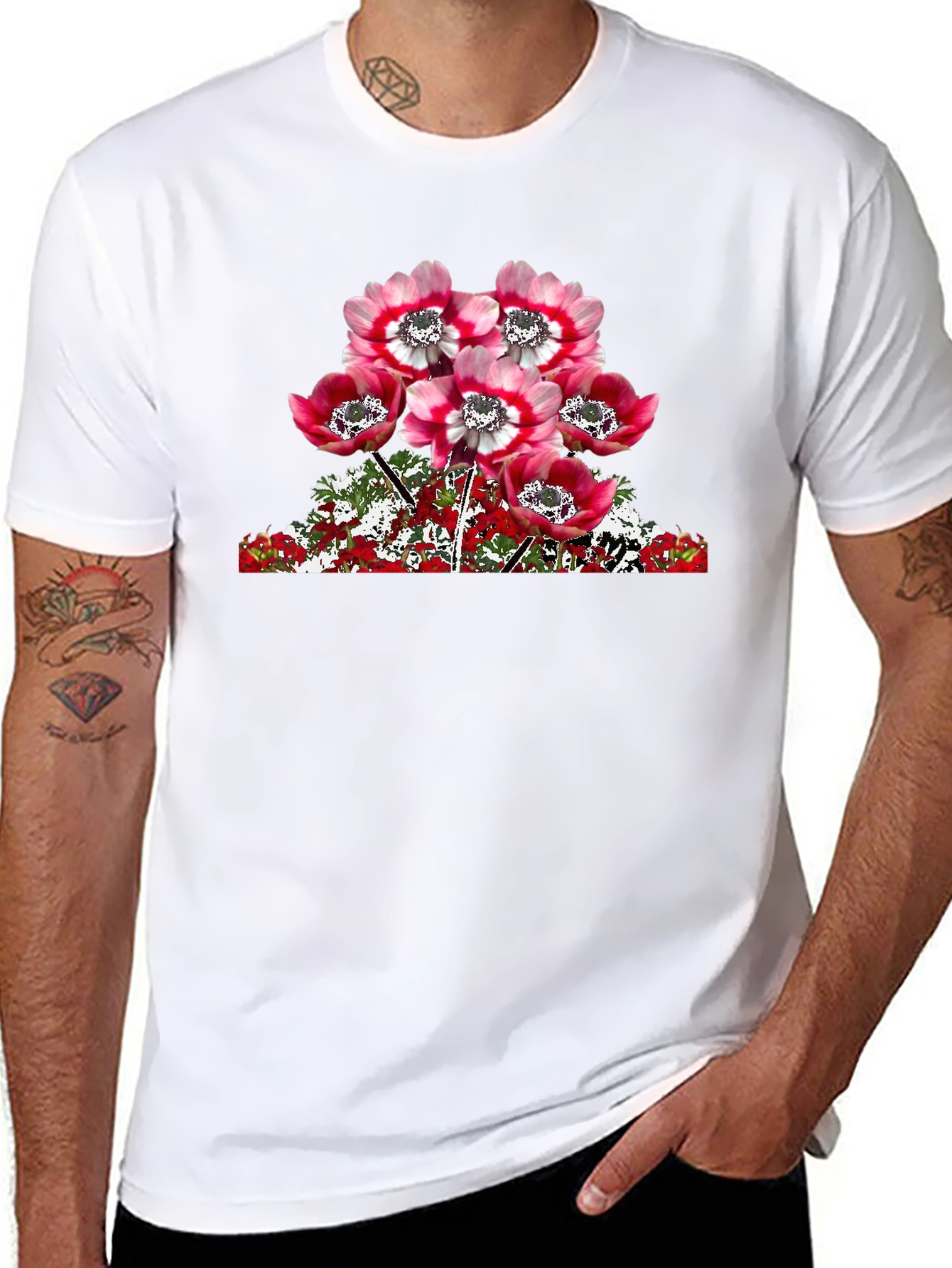 Floral Anemone Graphic T-Shirt - Black