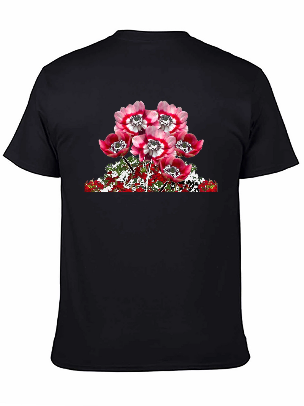 Floral Anemone Graphic T-Shirt - Black