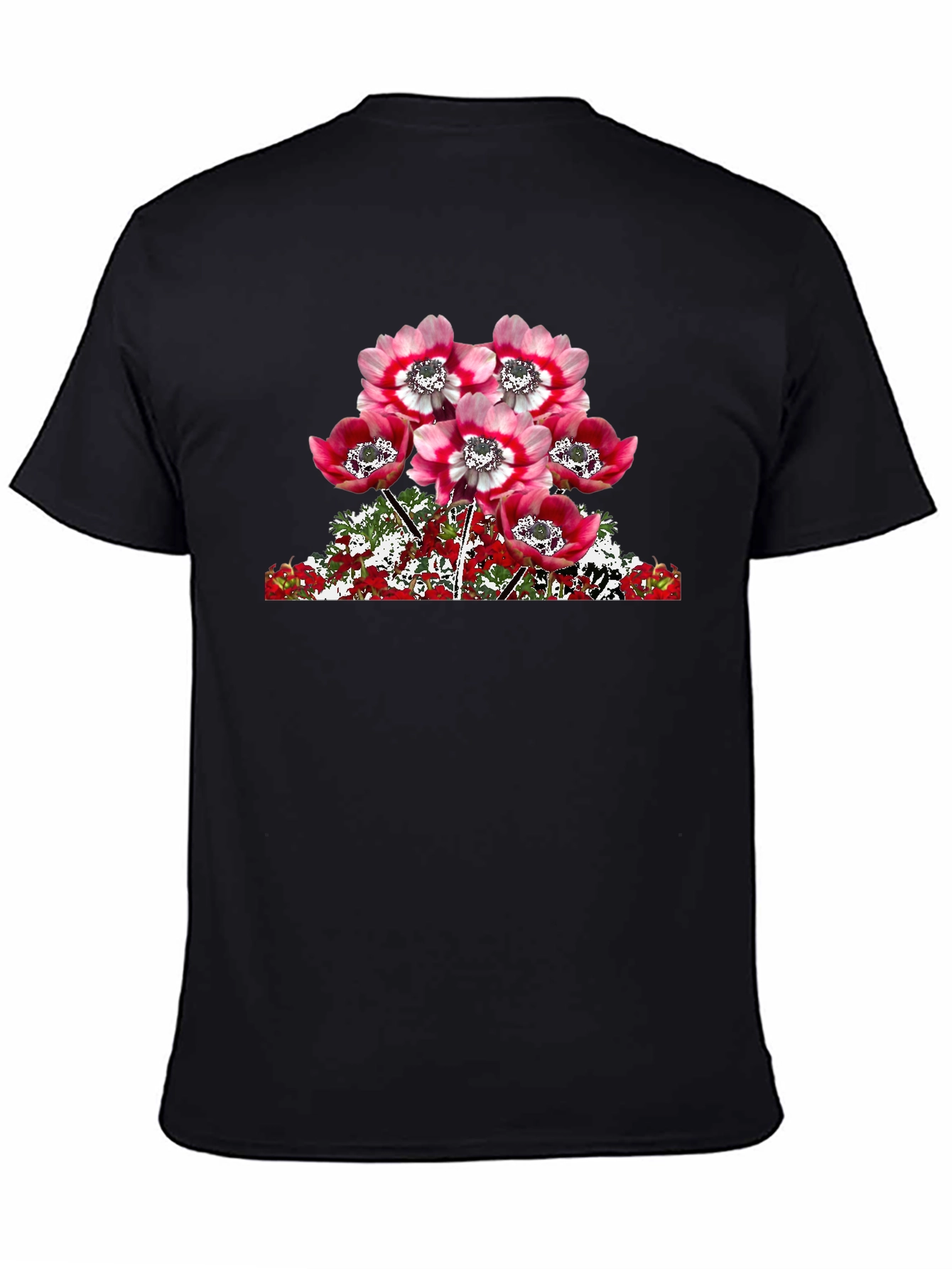 Floral Anemone Graphic T-Shirt - Black