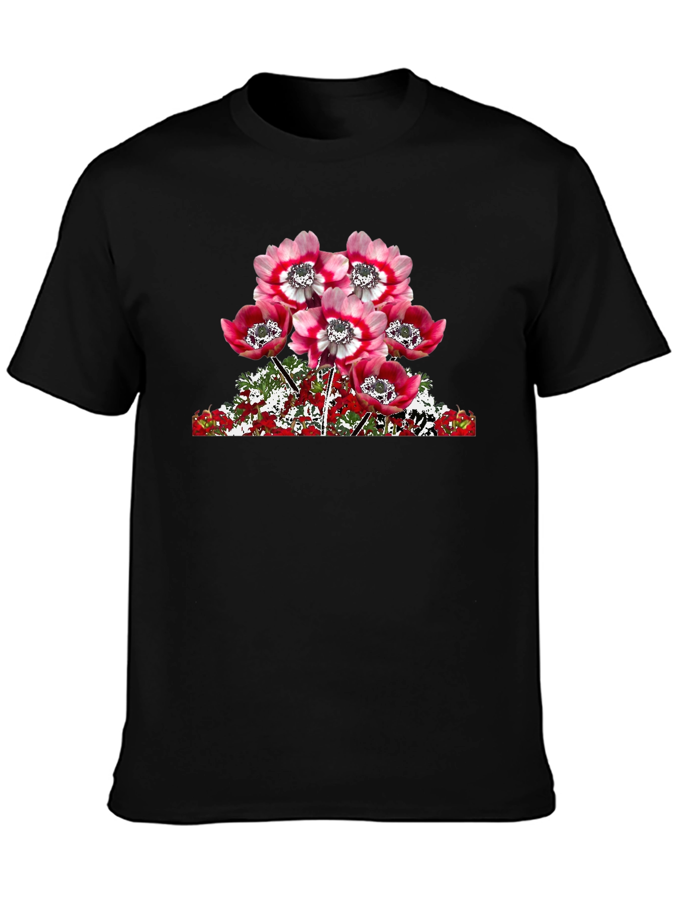 Floral Anemone Graphic T-Shirt - Black