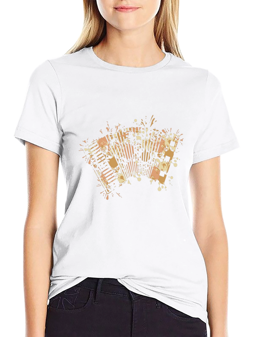 Accordion Graphic Print Black T-Shirt