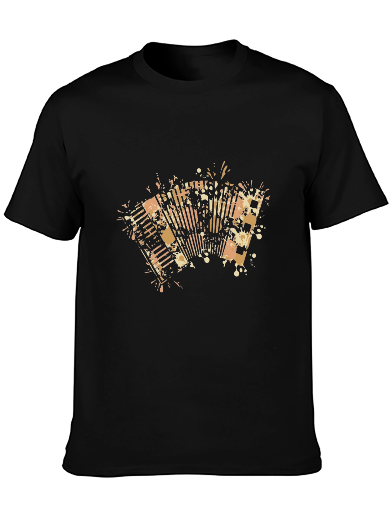 Accordion Graphic Print Black T-Shirt