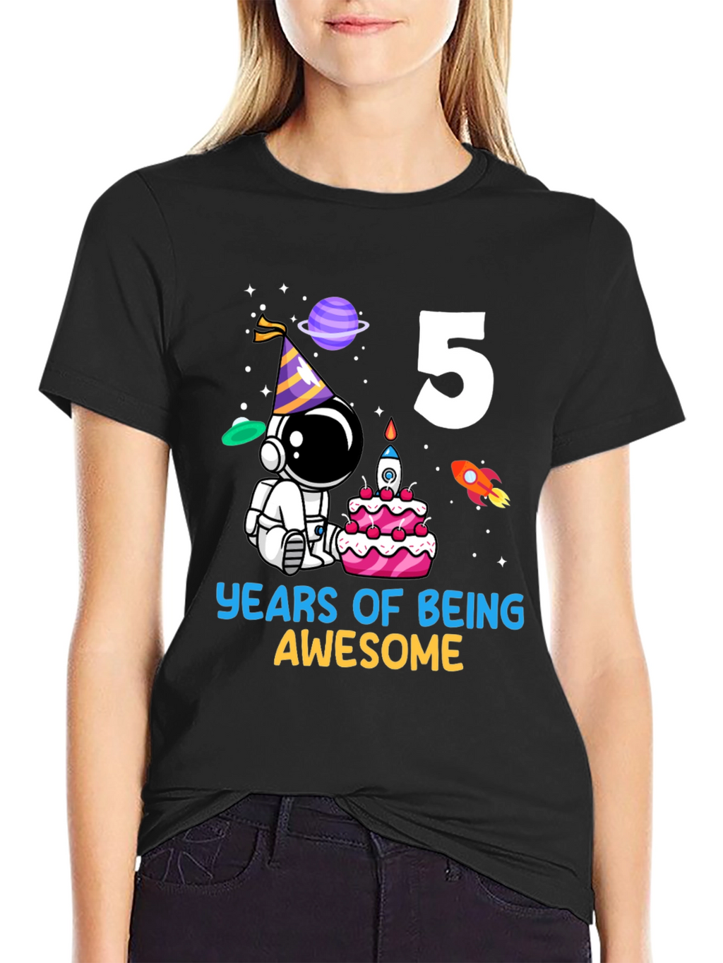 Kids 5th Birthday Astronaut T-Shirt