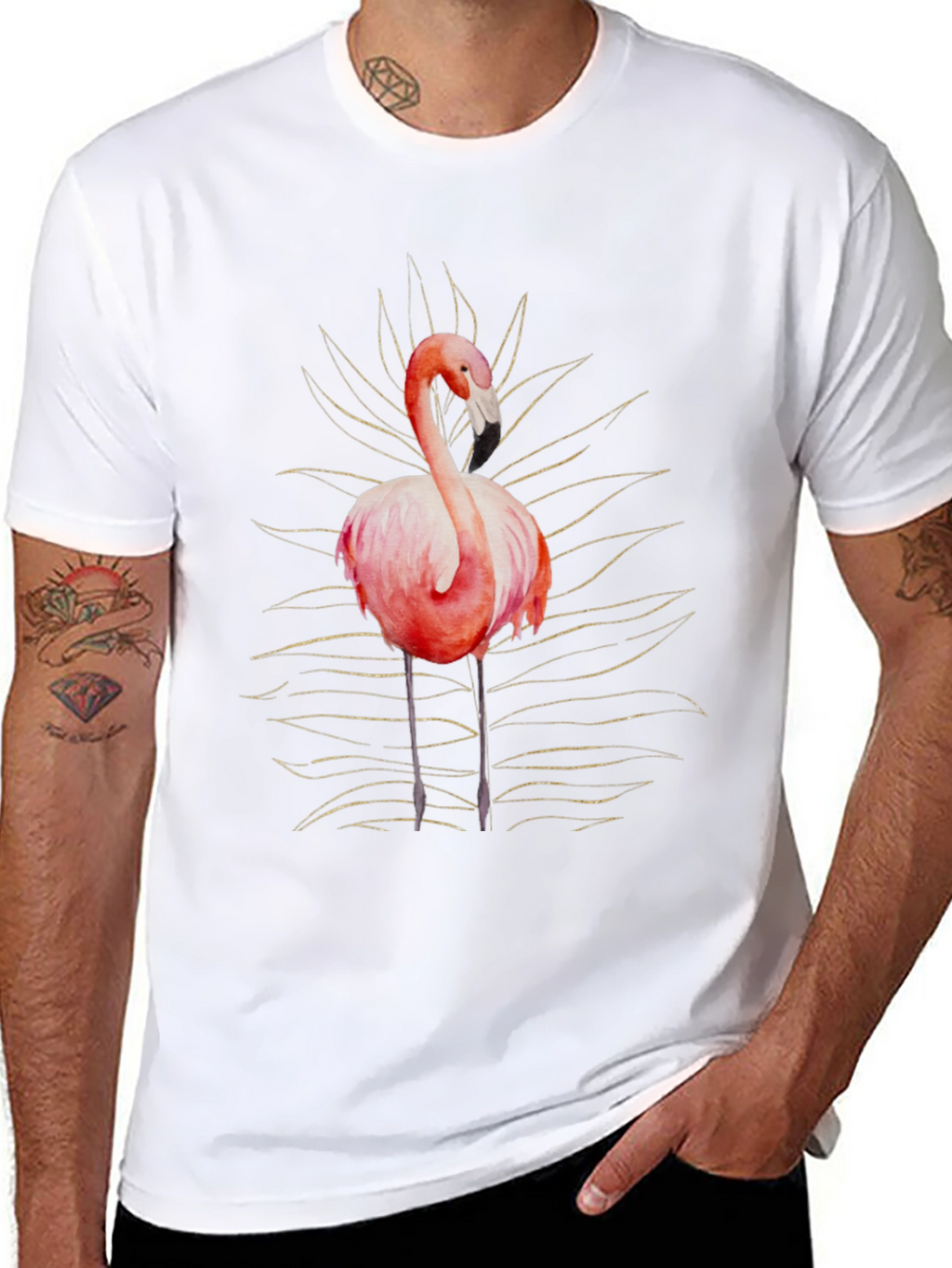 Flamingo Graphic Tee - Stylish Mens Black T-Shirt