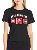 Lifes Priorities T-Shirt - Food Cakes Sleep