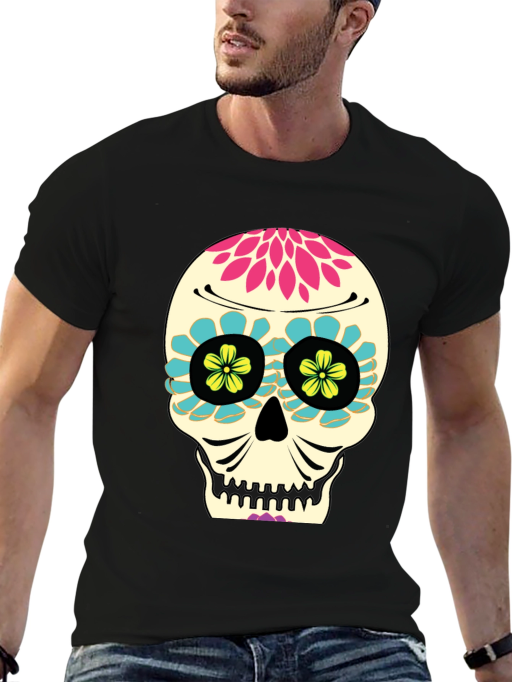 Day of the Dead Skull T-Shirt - Black