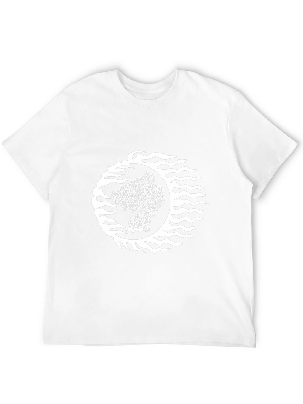 Black T-Shirt with Tree & Wave Graphic Design