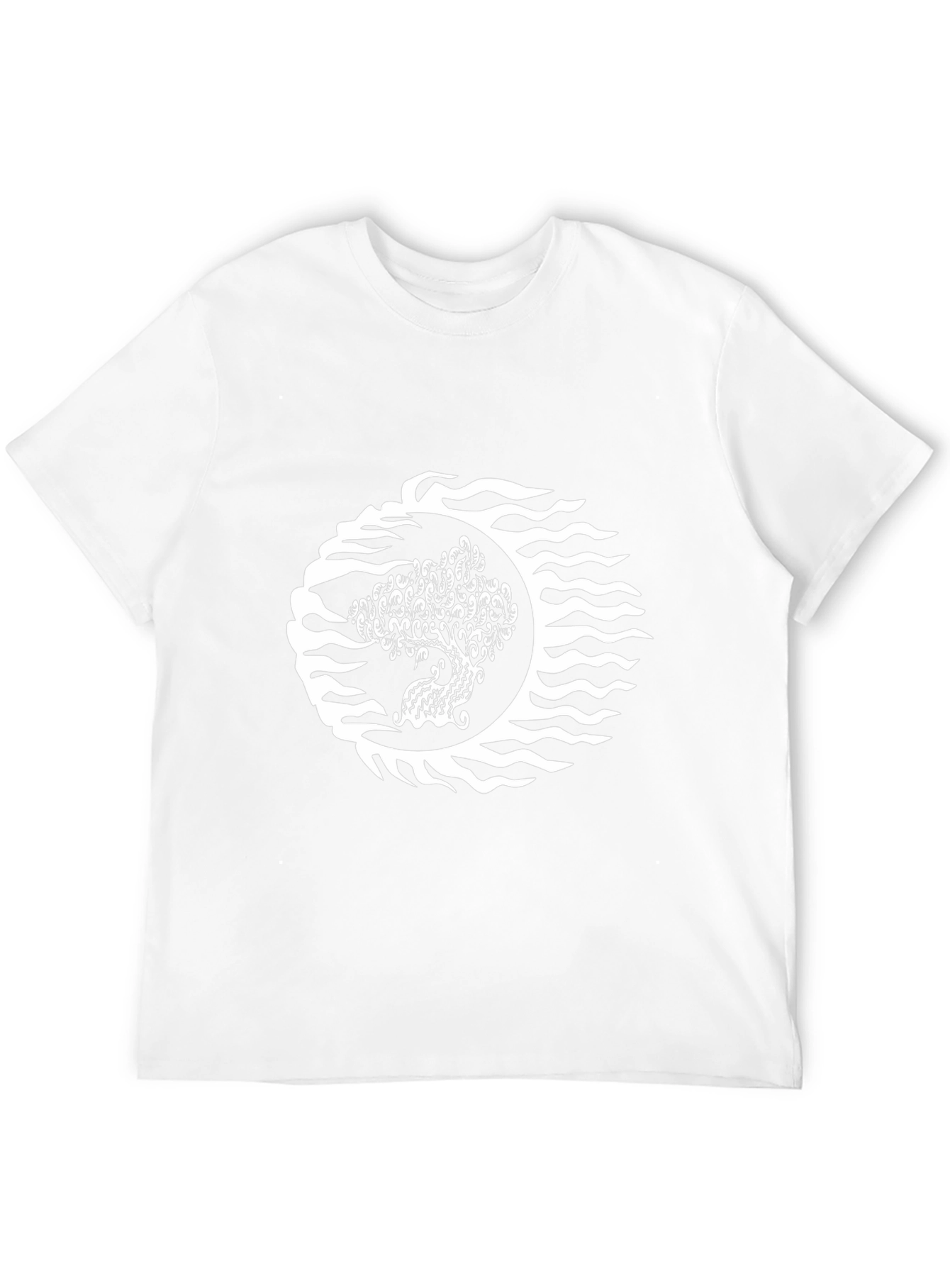 Black T-Shirt with Tree & Wave Graphic Design