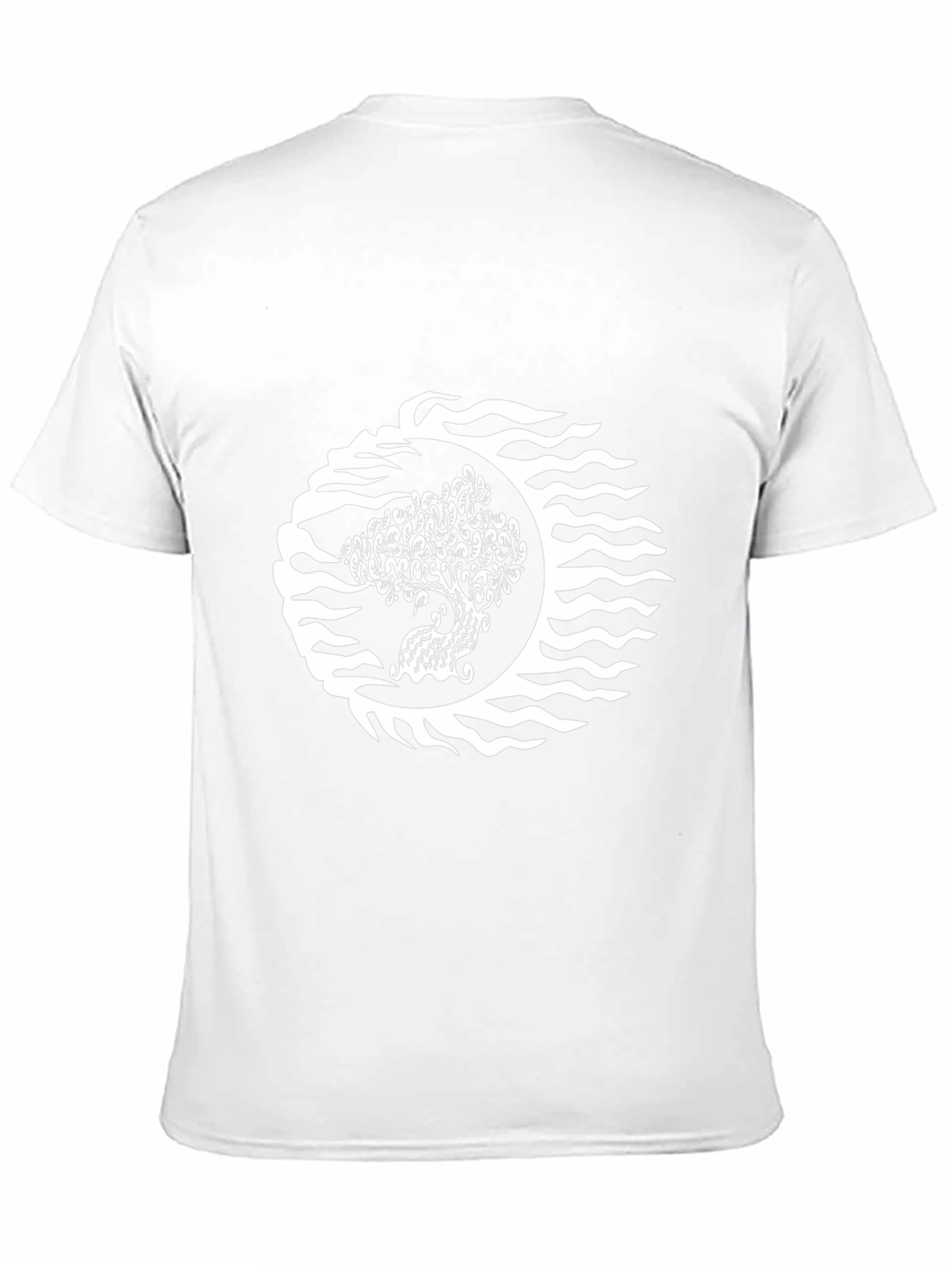 Black T-Shirt with Tree & Wave Graphic Design