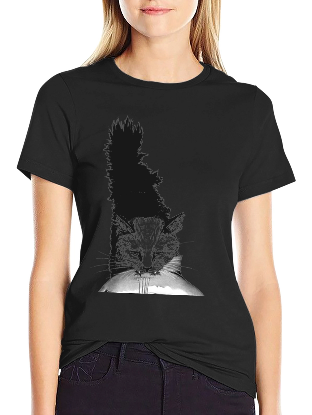 Black Cat Peek T-Shirt - Soft Cotton Tee