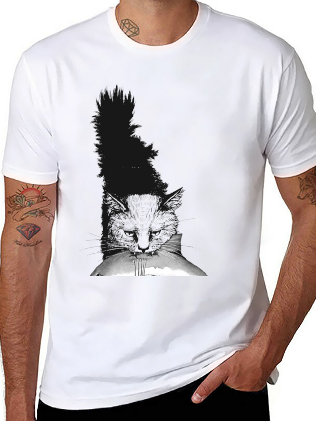 Black Cat Peek T-Shirt - Soft Cotton Tee