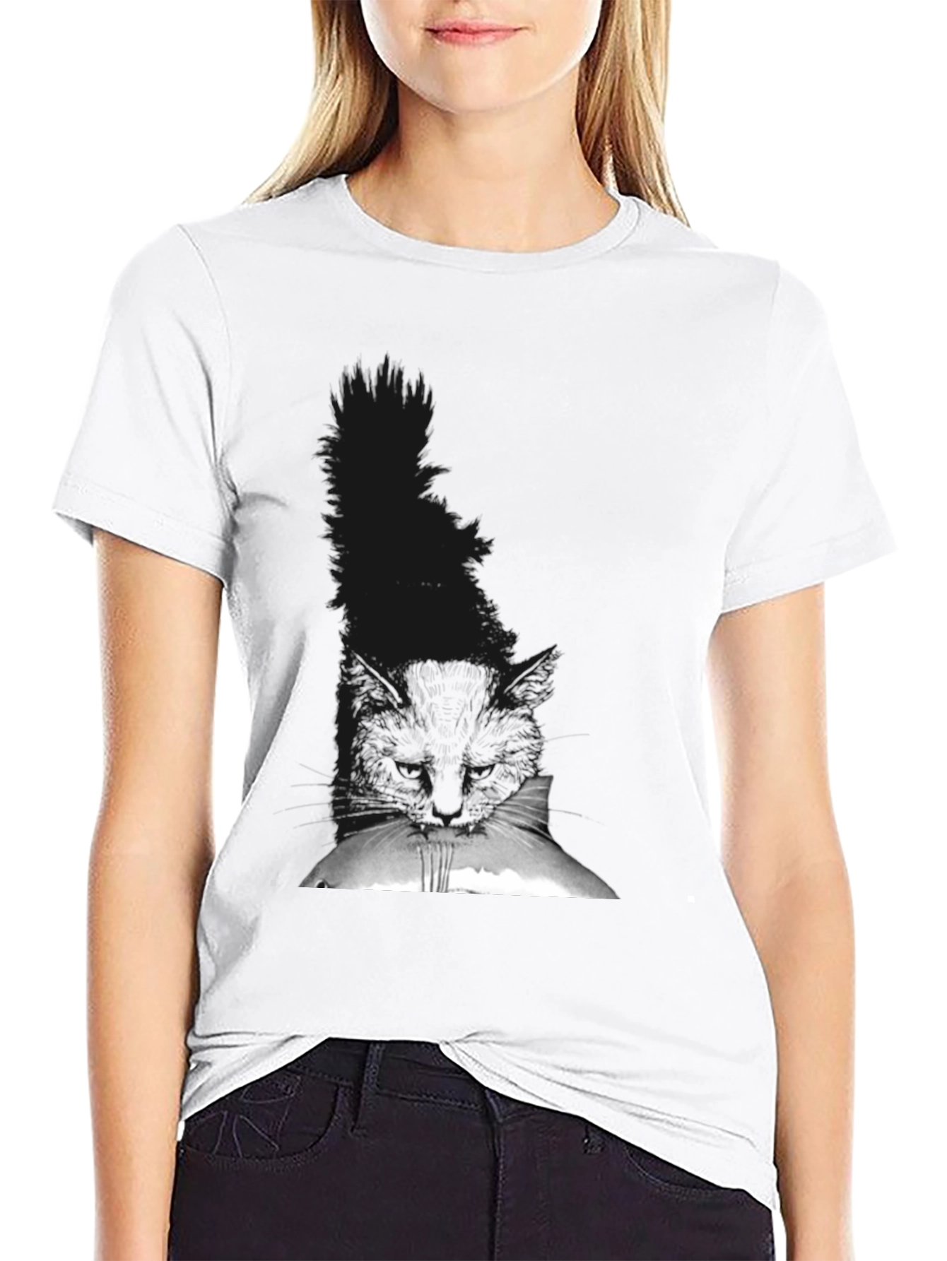 Black Cat Peek T-Shirt - Soft Cotton Tee